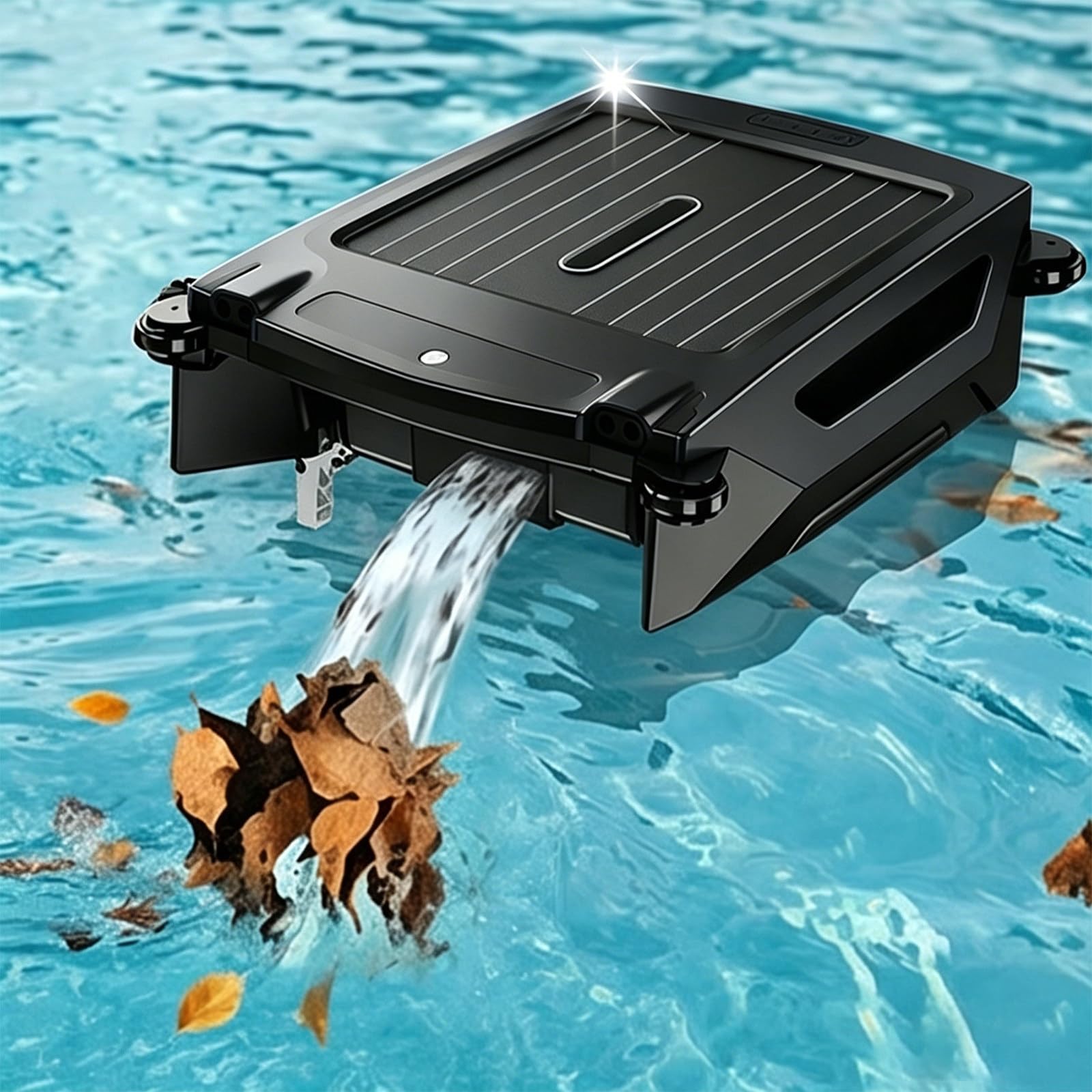 ZHIGUANYUN Pool Cleaning Robot – Automatic Solar-Powered Robotic Skimmer with Dual Mode and Intelligent Obstacle Avoidance for Above-Ground and In-Ground Pools Black