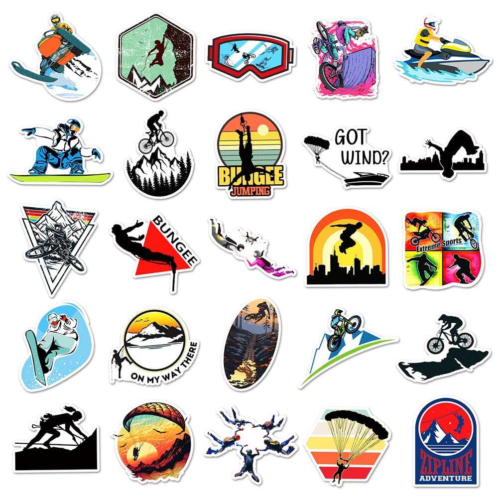 Trendy Extreme Sports Vinyl Stickers, 50 PCS Waterproof Sports Decals for Laptops Scrapbooking, Journals, Notebooks - Image 3