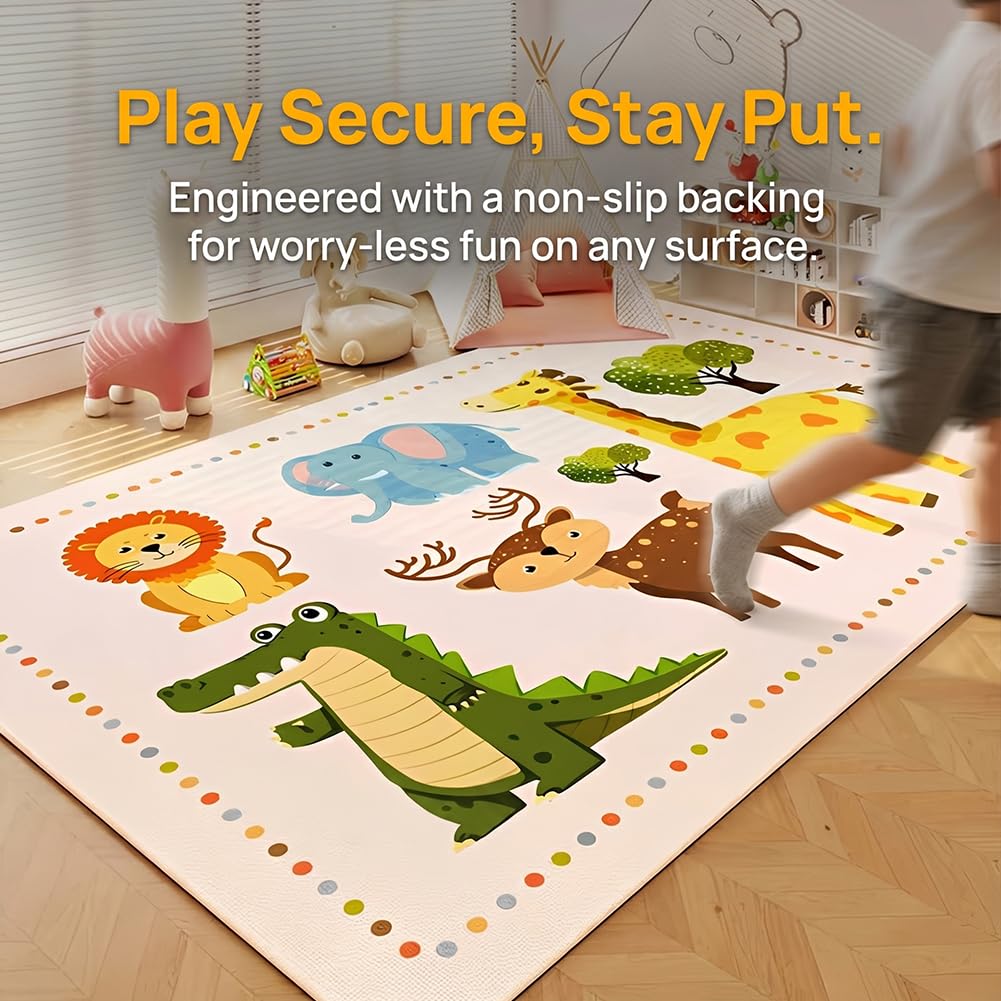 Alfombra Estampada Animal 80x120cm, Alfombra de Poliéster con Animales de Safari, Alfombras Decorativa Antideslizante para Salón Dormitorio