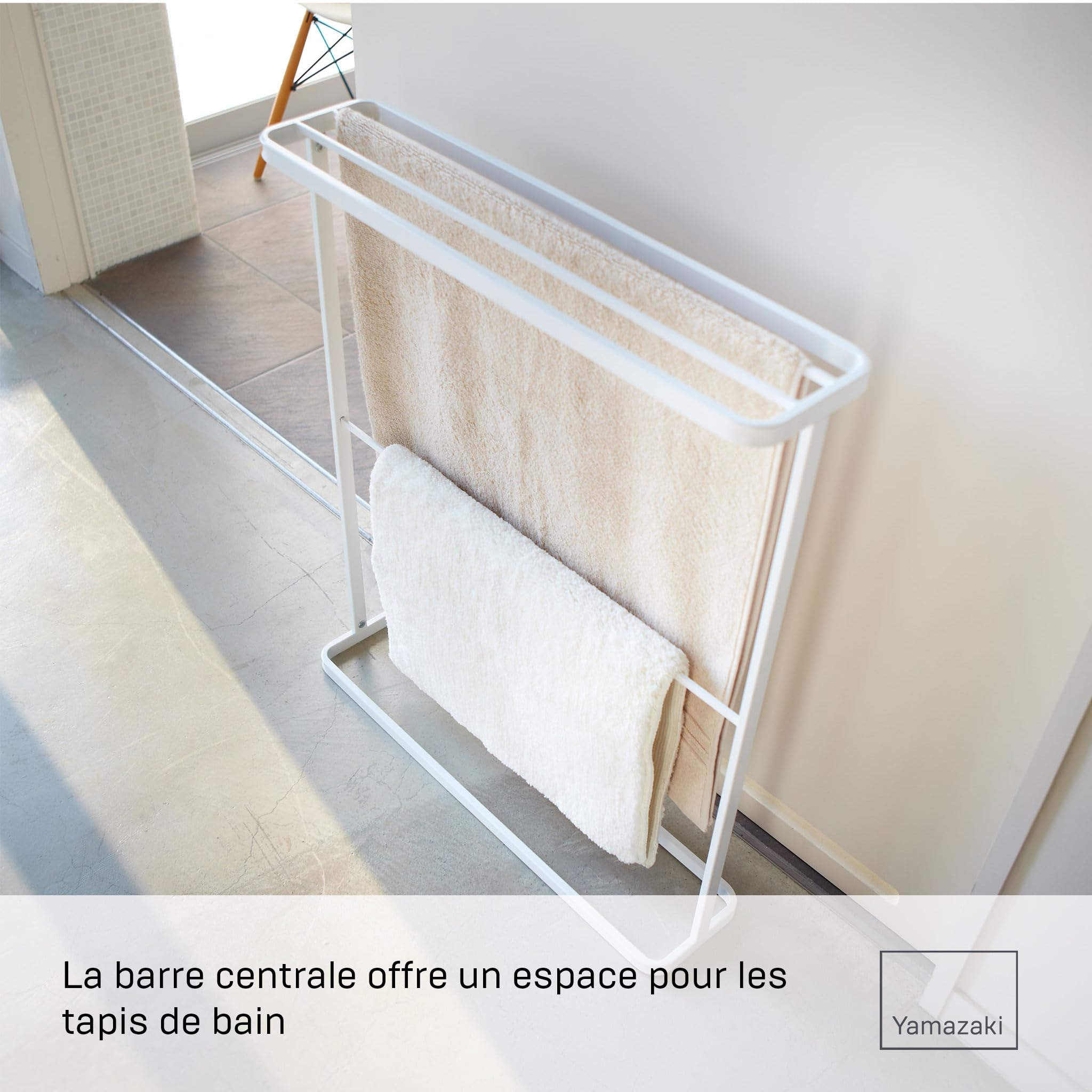 Yamazaki 7465 Tower Bath Towel Hanger, White, Steel, 65 x 15 x 75 cm
