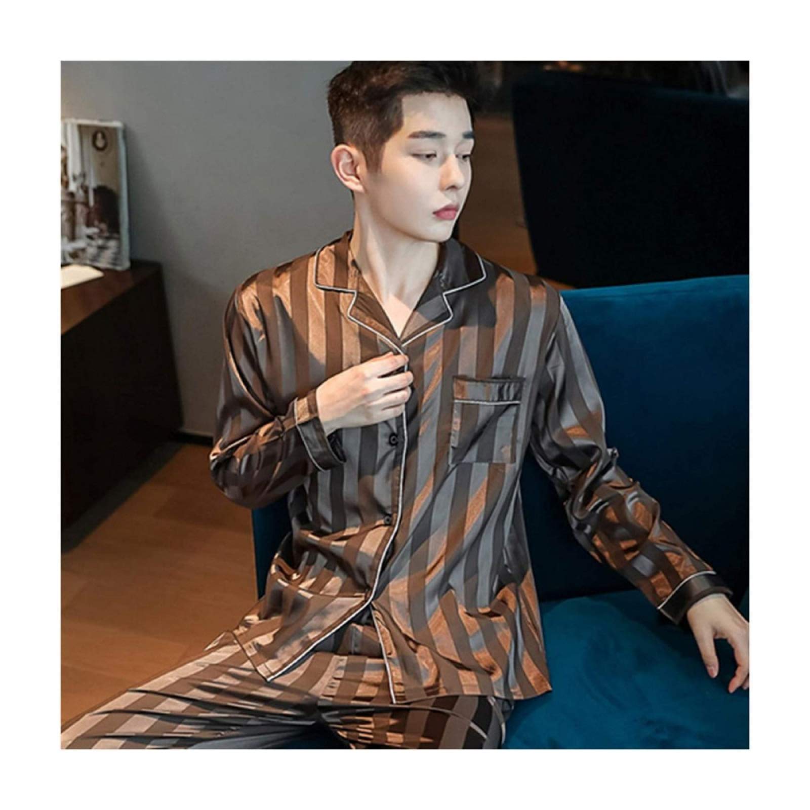 Amazon Co Jp シルクパジャマセットカップルアジャマ紳士服メンズカジュアル春 Menf 3xl ホーム キッチン