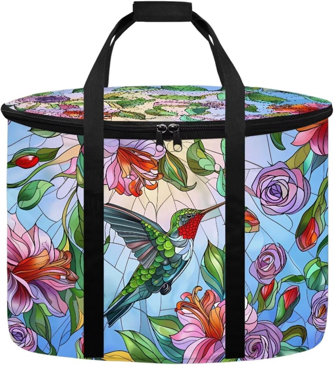 Hummingbird Flower Slow Cooker Travel Bag for 6-8 Quart Handle Design Small Kitchen Appliance Accessories with Carrying Handle Decor Kitchen
