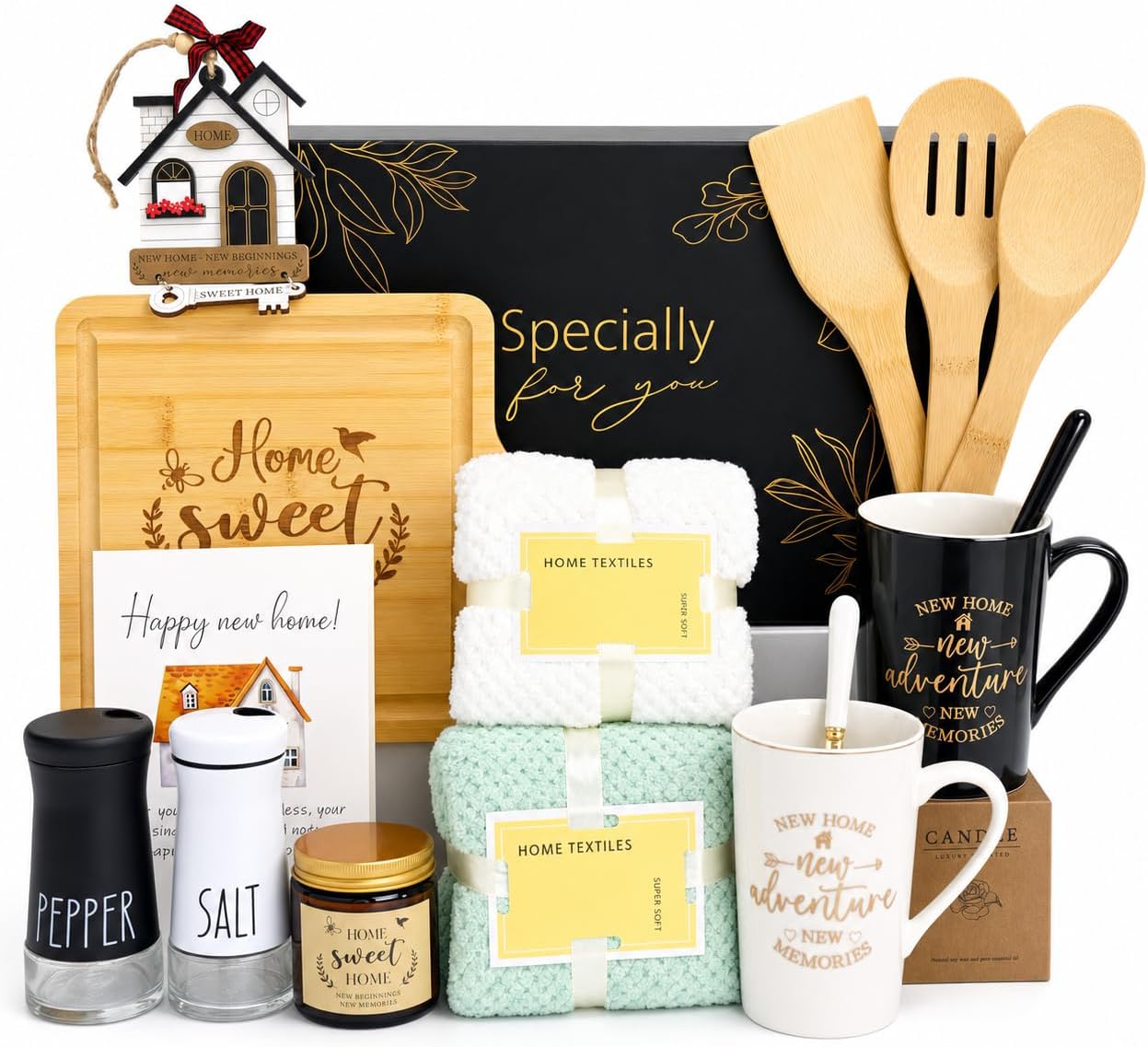 House Warming Gifts New Home, 15 Pcs New House Gift Basket for Homeowners