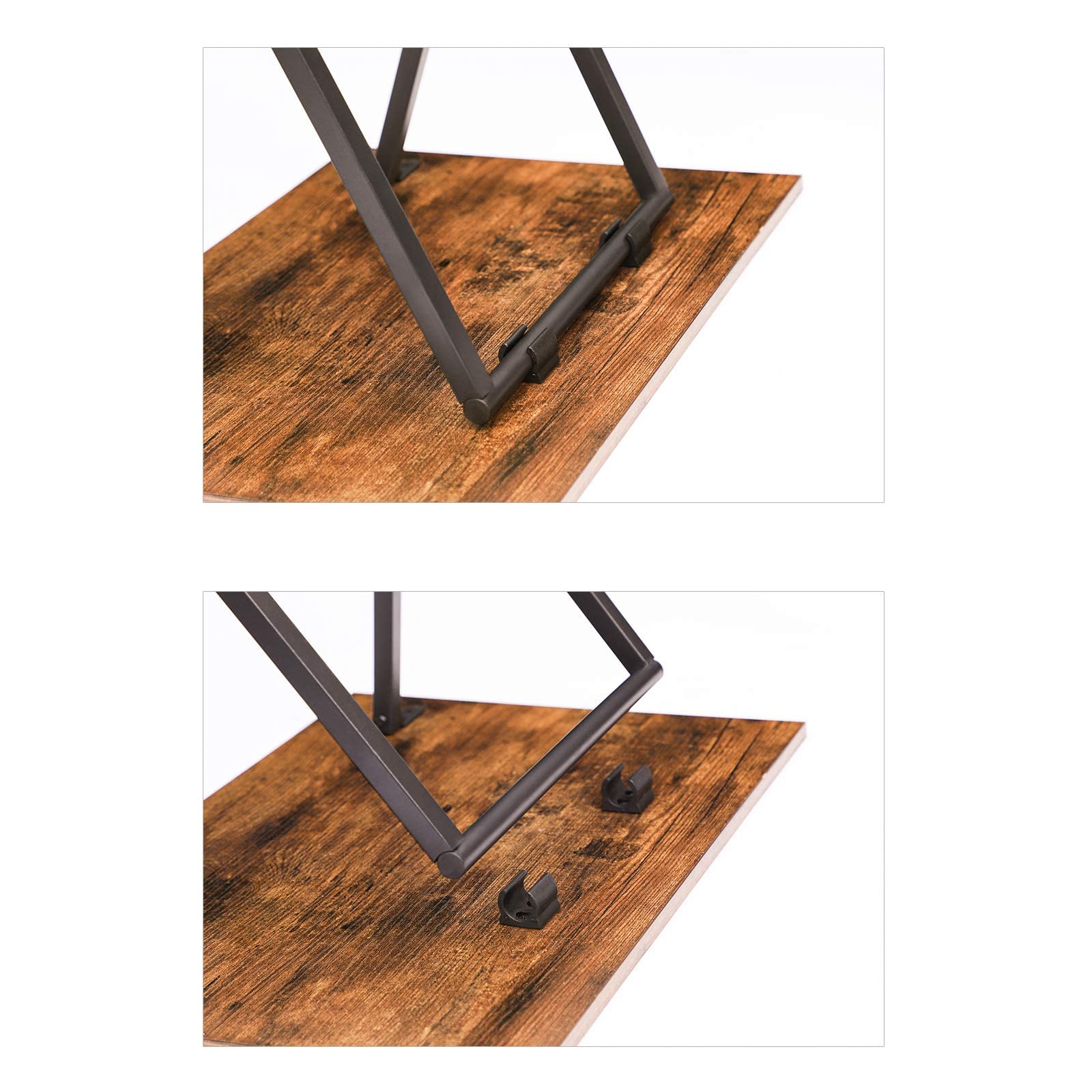 HOOBRO Mesa Plegable, Mesa Auxiliar Estilo Industrial para Comer en el Sofá, Mesa de Aperitivos para Espacios Pequeños, Fácil Almacenamiento Estructura Estable, Marrón Rústico EBF15BZ01
