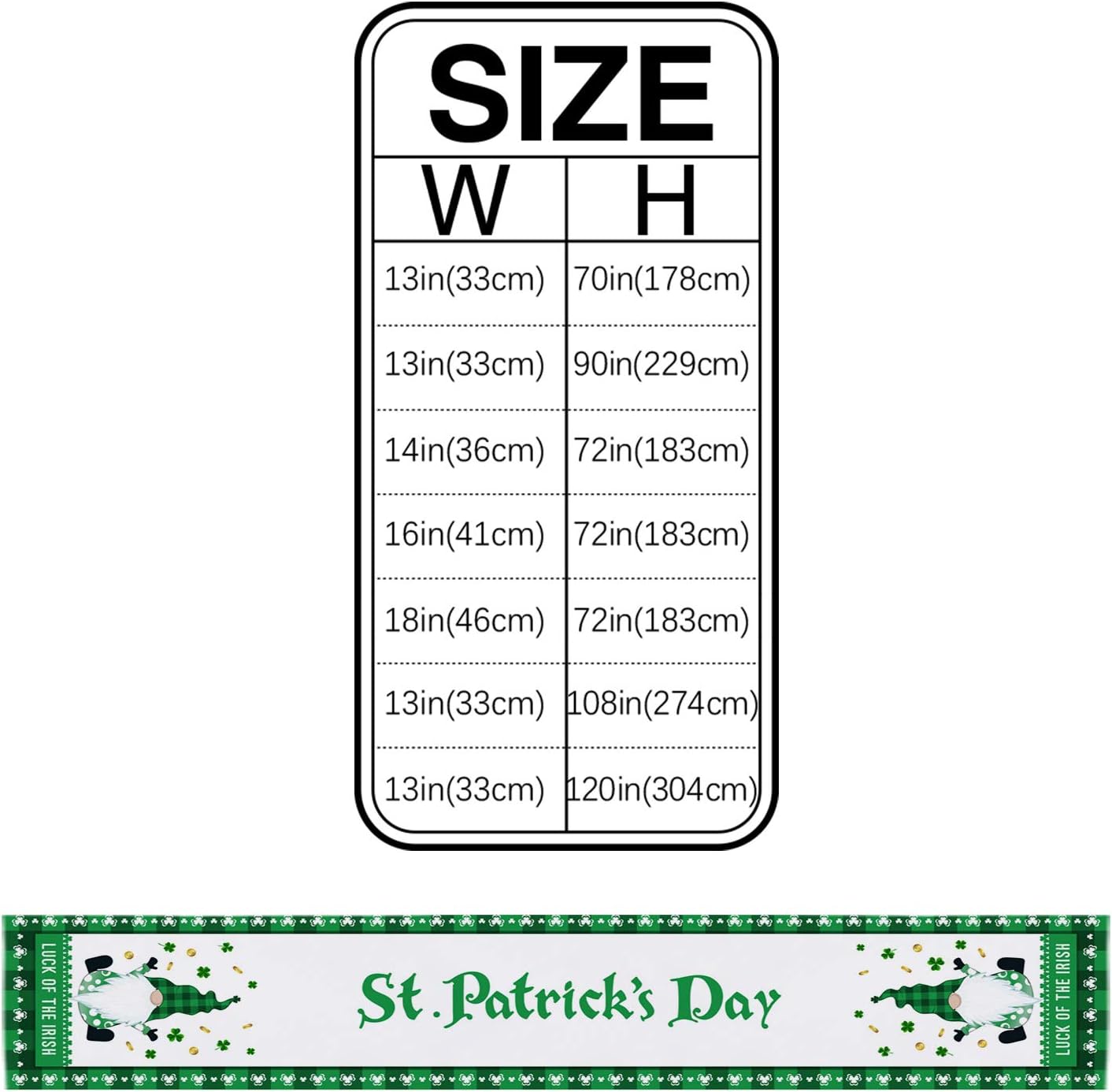 St. Patrick's Day Table Runner 72 Inches Long Farmhouse Burlap Table Runners St. Patrick's Day Gnome and Clover Green Lattice Border Table Decoration Runner for Party Holiday Wedding Dinner 18"x72"