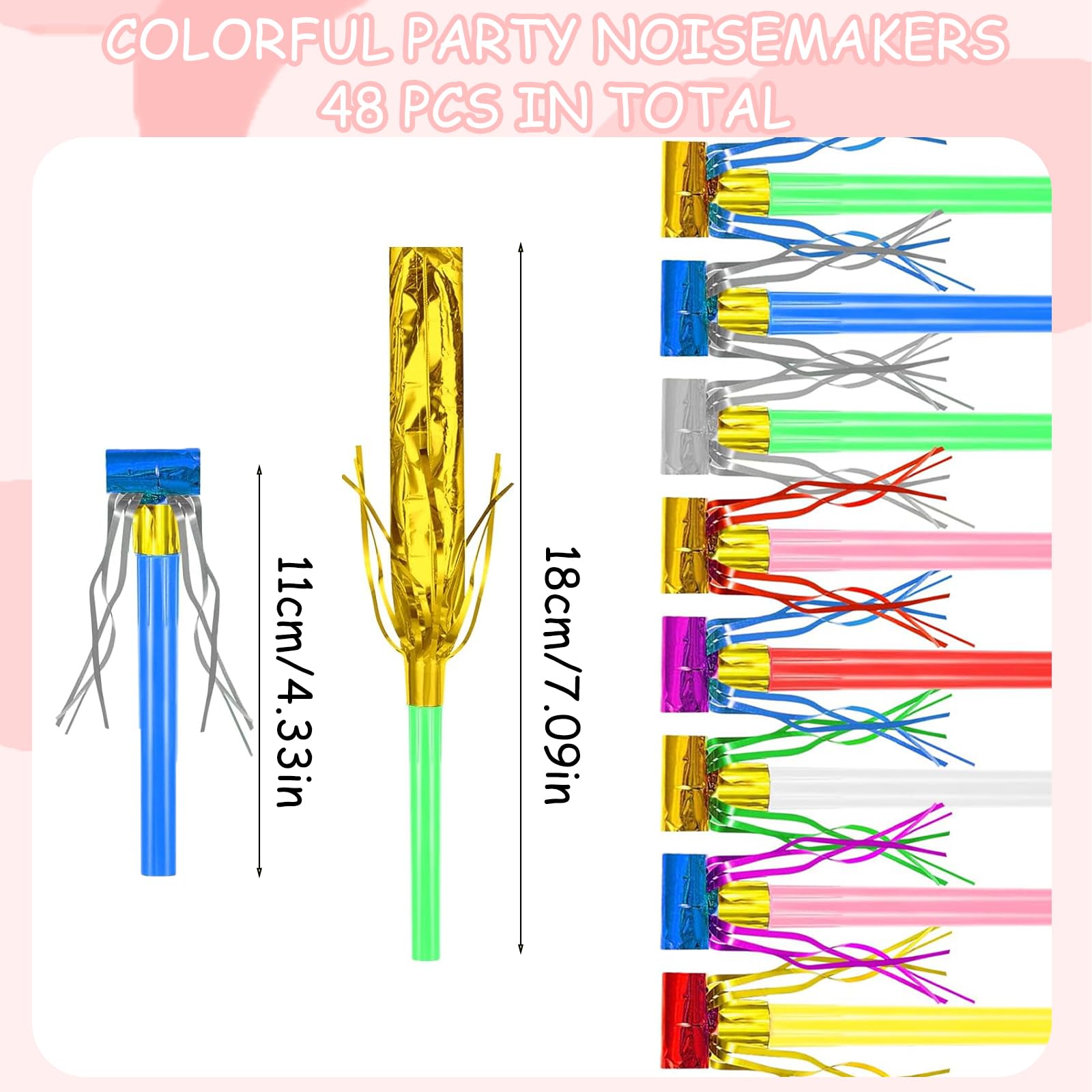 Party Blowers, 48 Pcs Party Blowers For Kids Adults, Fringed