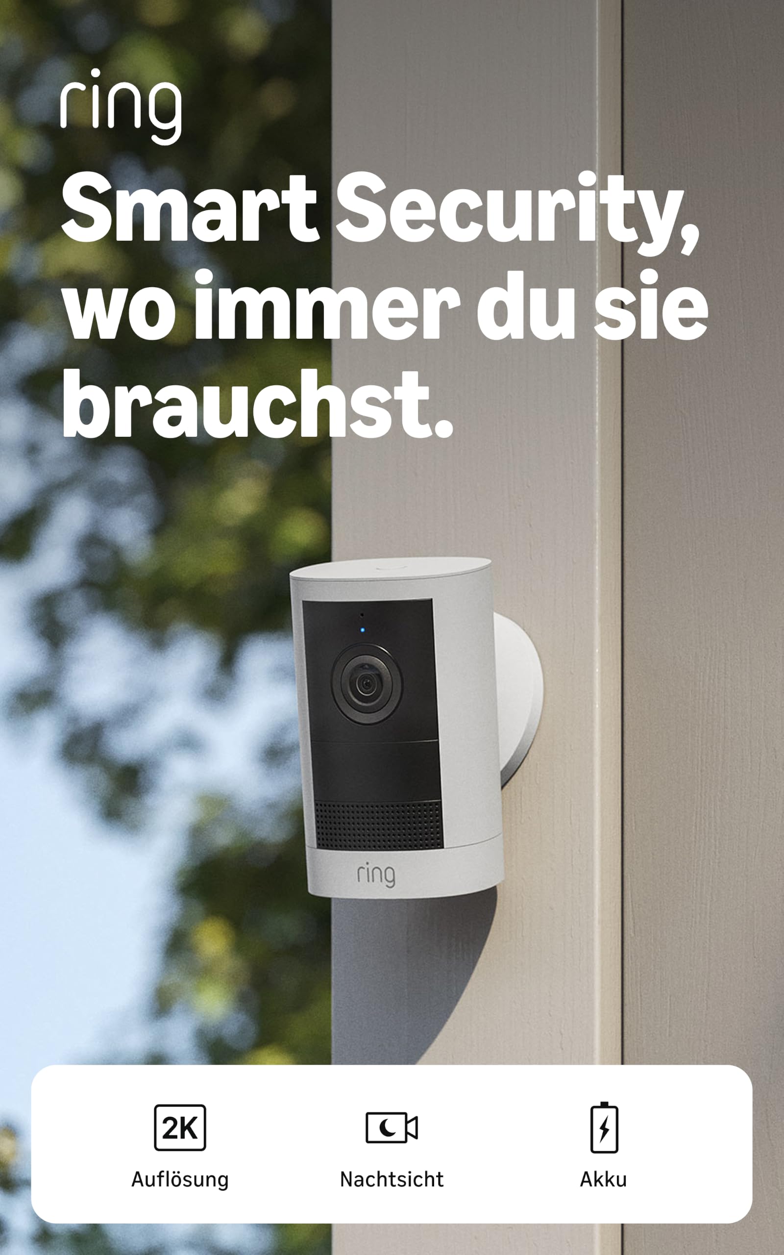 Ring Outdoor Camera 2K, Außenkamera, Akku (neueste Gen.), Einfache Installation, Weitwinkel-Video in Retinal 2K, optimierter… – Ansicht 2