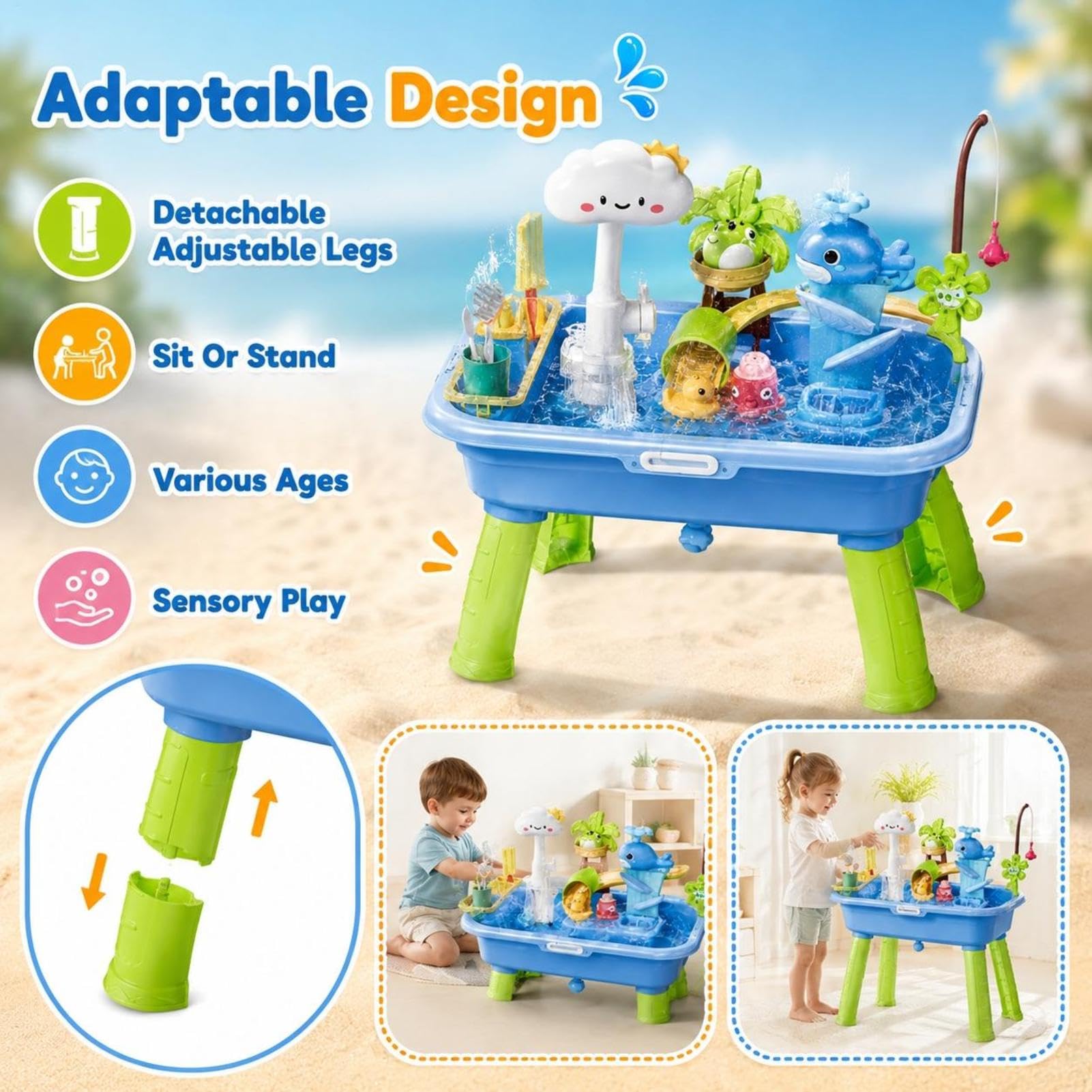 Wassertisch Für Kinder - Wasserspieltisch Mit Pumpe 4 In 1 Sand Und Wasser Spieltisch Ab 3 Jahre