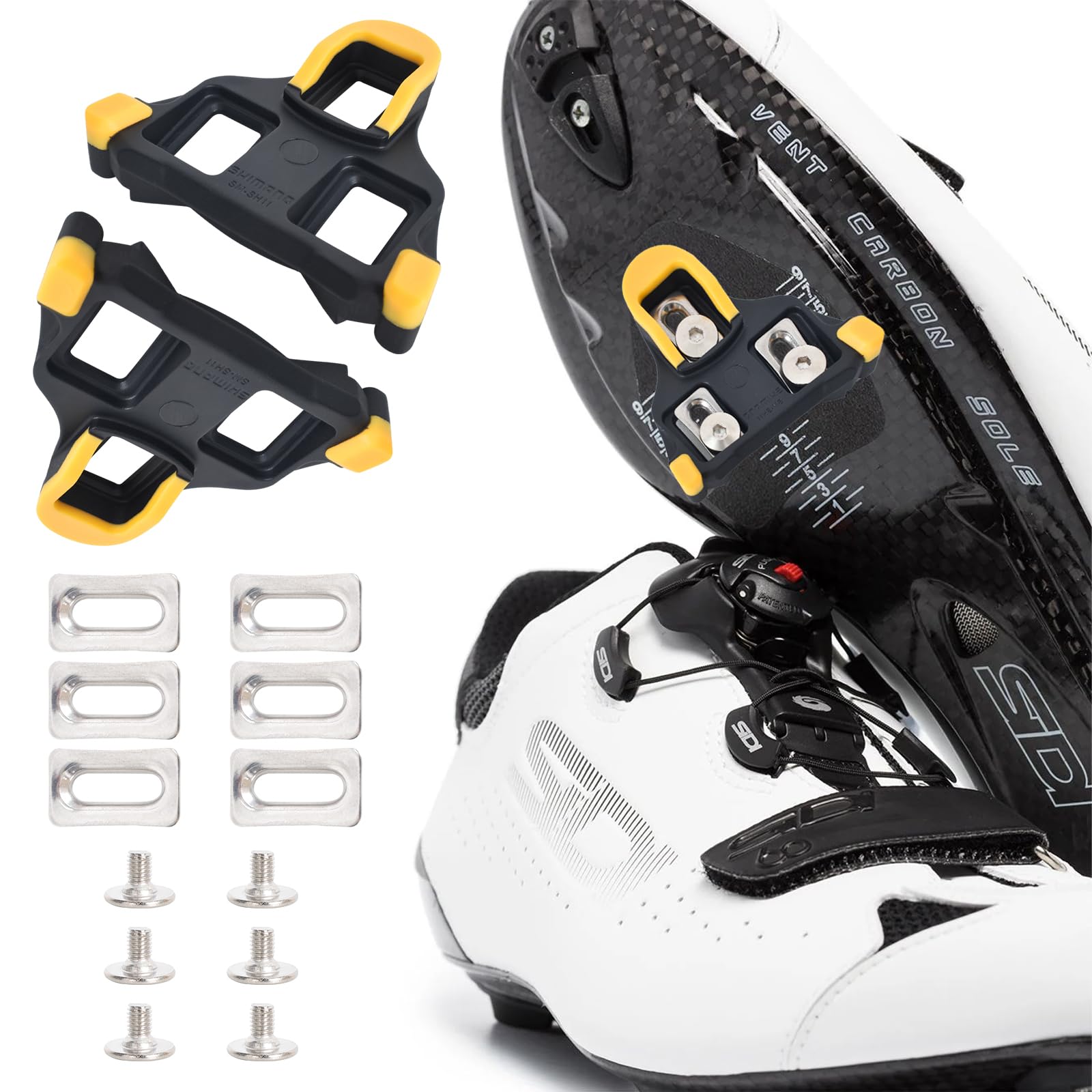 Shengxi Set di Tacchette per Pedali SPD Pedale Autobloccanti Scarpe per MTB Mountain Bike Ciclismo Universali Tacchette Bici Compatibili con Bici da Spinning e Attacchi per Scarpe da MTB