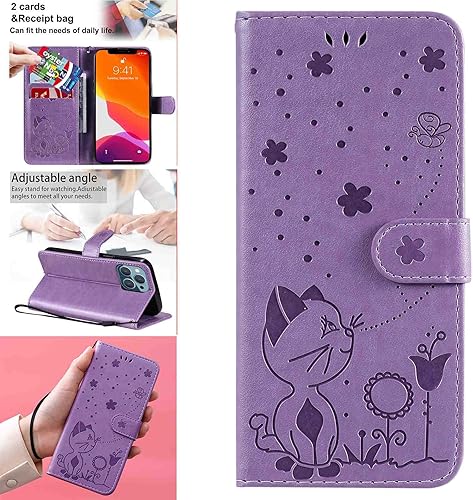 Miniatura 2 de Phone Cover Wallet Folio Case for XIAOMI REDMI K40, Premium PU Leather Slim Fit Cover for REDMI K40, 2 Card Slots, Nice fit, Purple