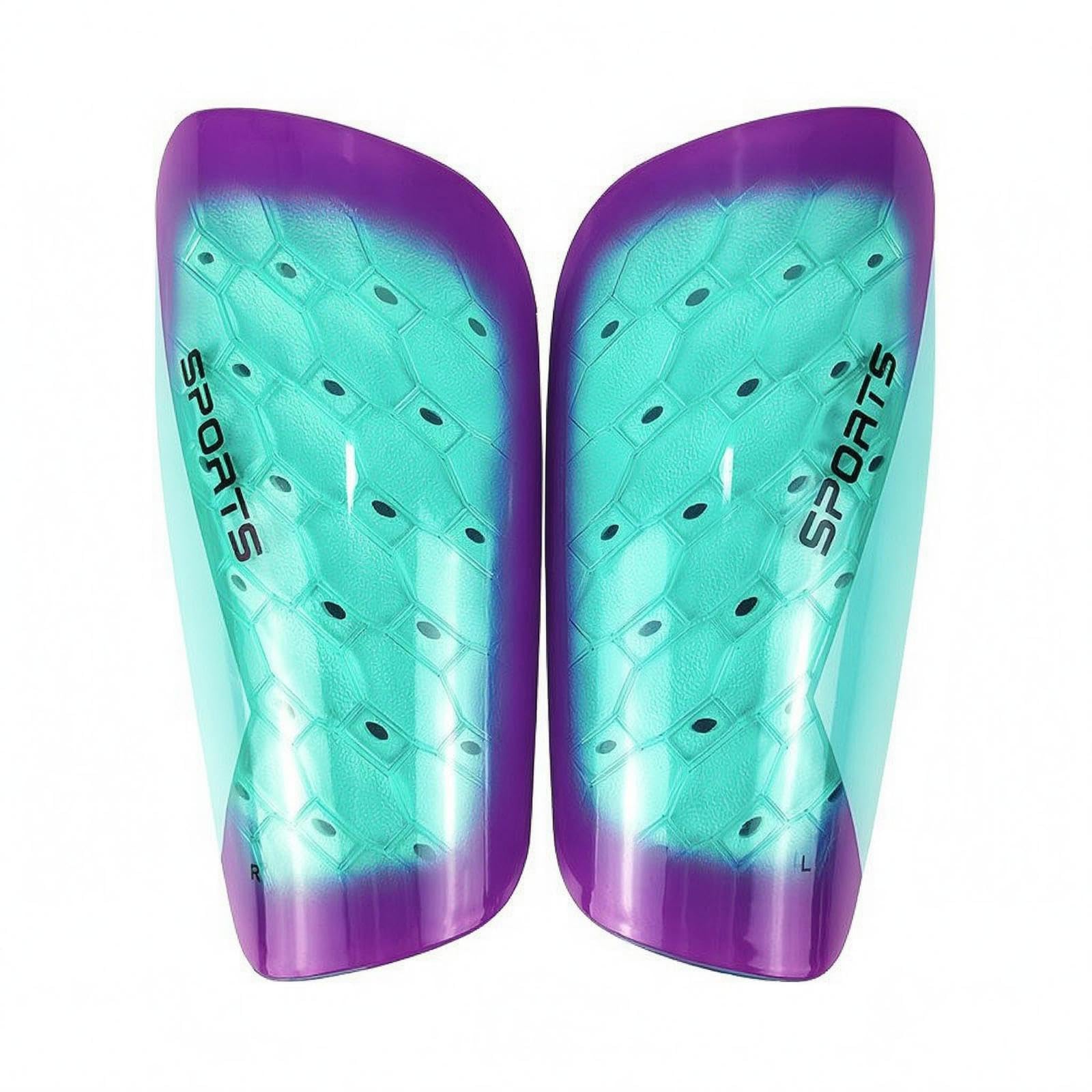 Soccer Shin Guards Translucent Shell Football Shin Guards Textured Inner Sports Protection Lake Blue Children-image-43