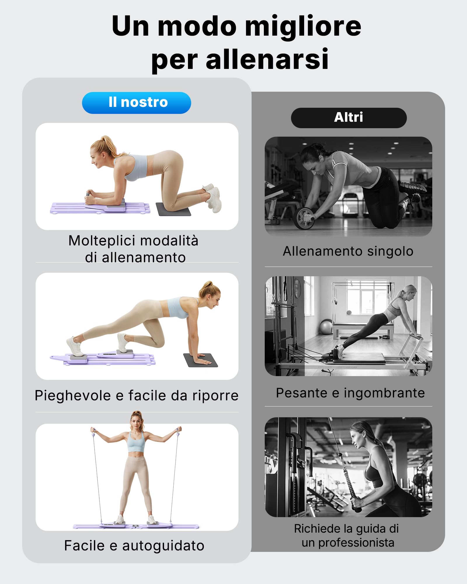 MERACH Pilates Reformer - Mini Reformer Pilates Reformer Pilates Per Casa 120KG Pieghevole, Pilates Board Per Addominali, Braccia E Gambe, Set Pilates Donna Attrezzi Muto