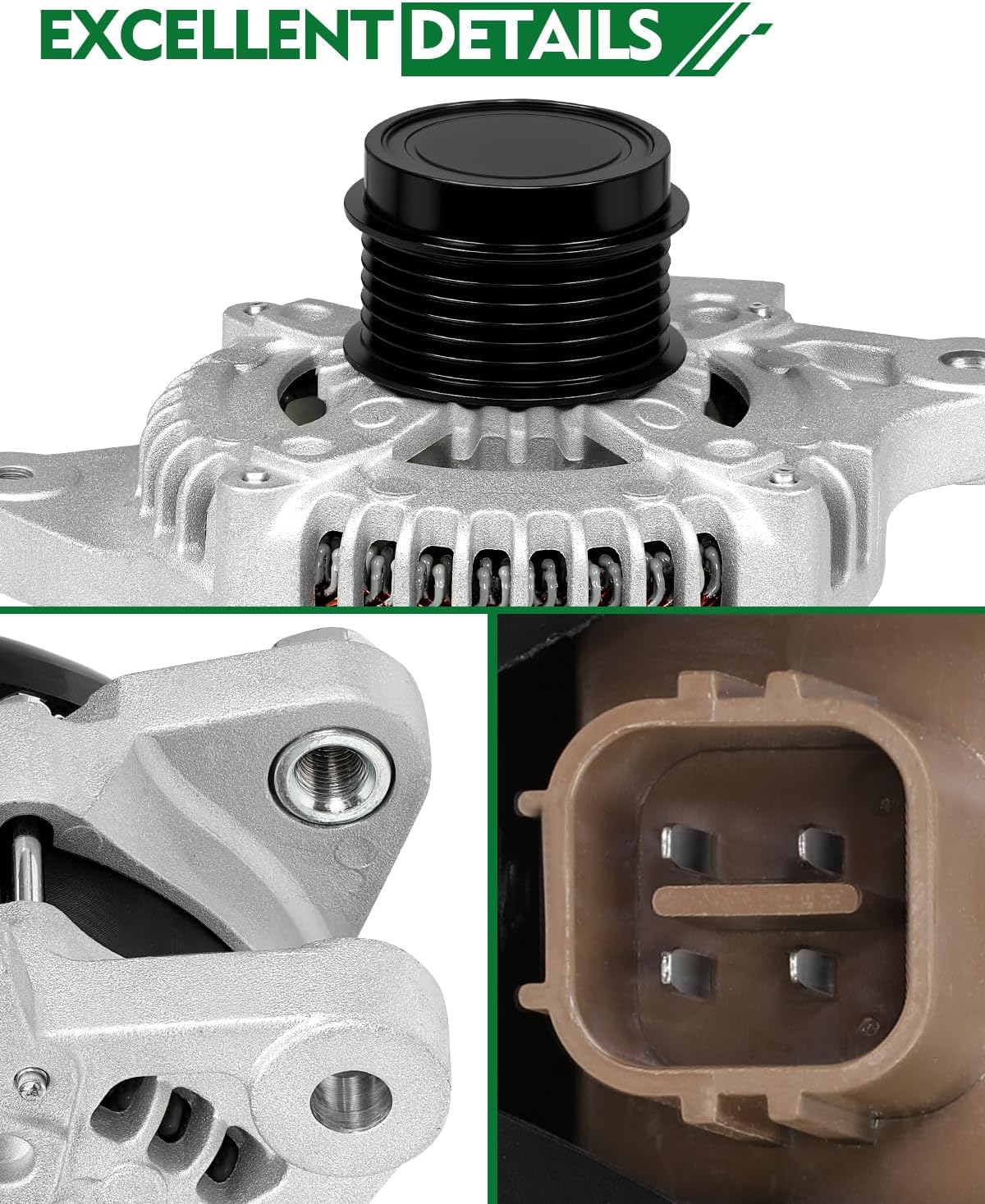 Alternator for:-Toyota Corolla 2009-2010 1.8L L4, Matrix 2009-2010, for:-Scion XD 2008-2014, for:-Pontiac Vibe, 12V 100A 6-Groove Pulley CW Replace OE# 27060-0T041 27060-0T040 11385N