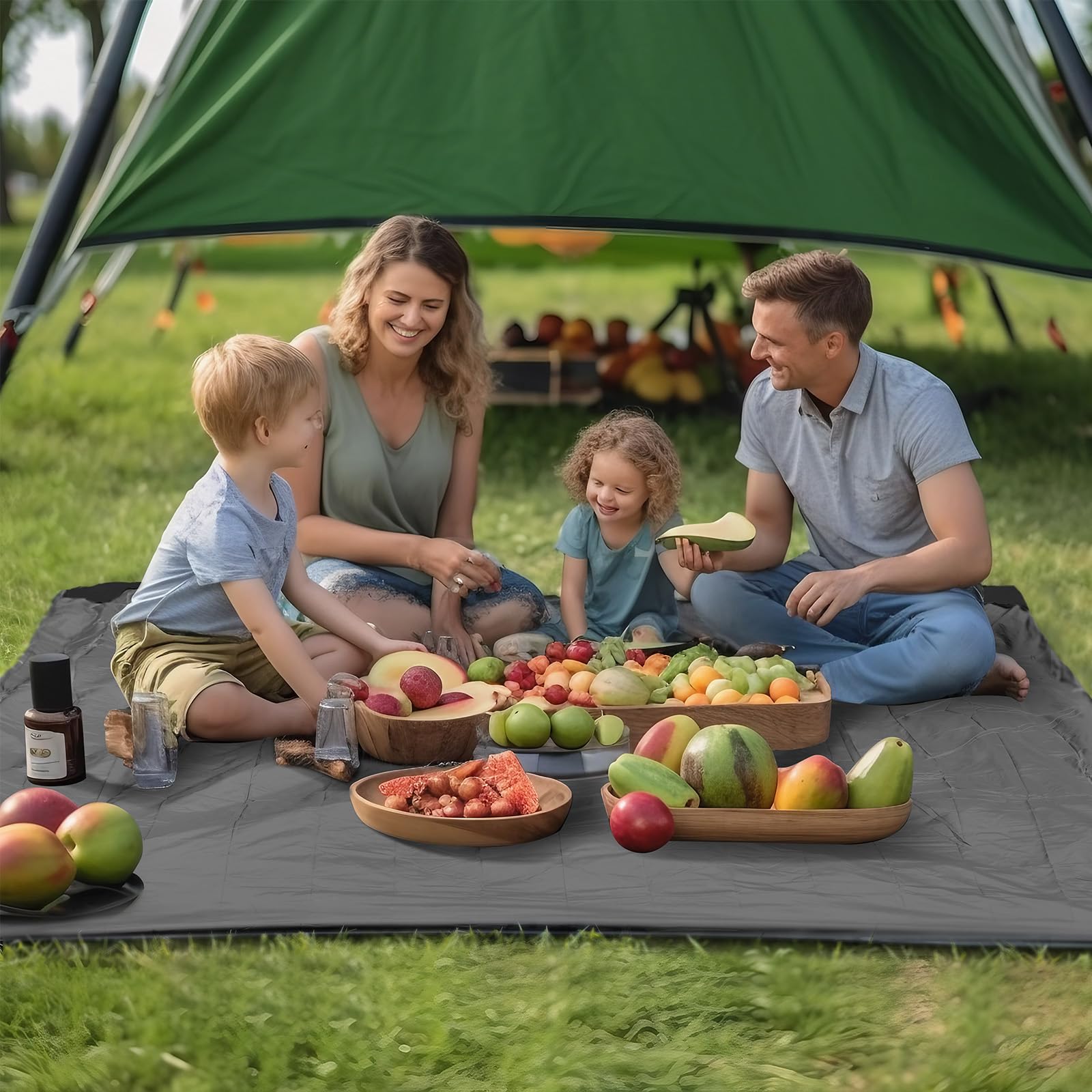 Siegvoll Picknickdecke 210 x 200 cm, mit praktischem Karabiner Ultraleicht ultradünne tragbare Stranddecke, Outdoor Decke für Strand, Picknick, Camping und Wandern (Grau)