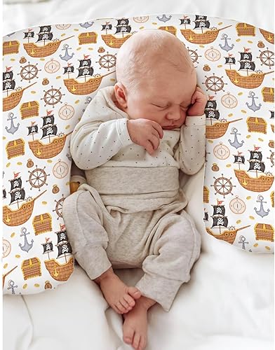 Miniatura 4 de Lindas fundas de almohada de lactancia con mapa del tesoro pirata para niños y niñas, piratas, timón, ancla brújula, almohada de lactancia para
