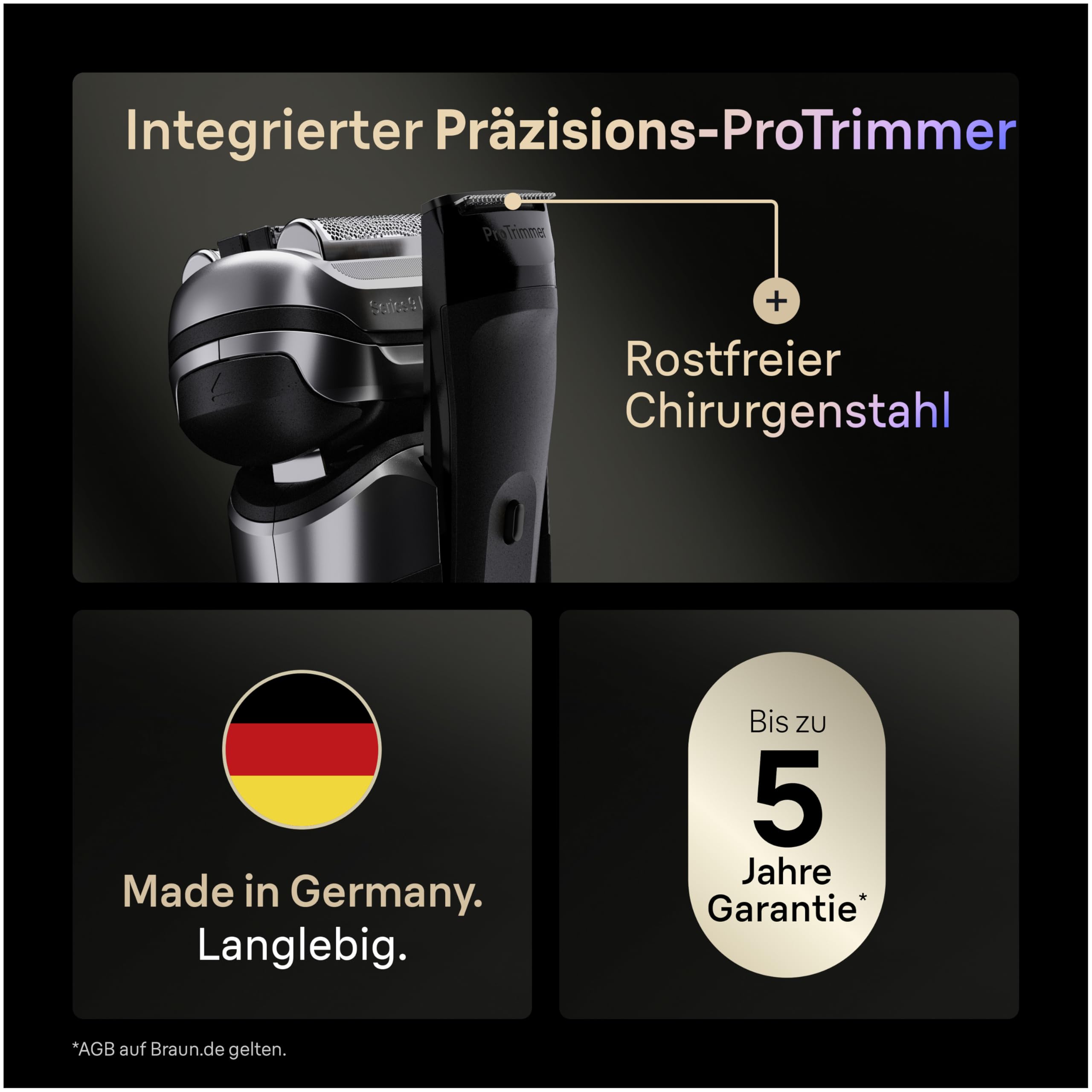 Braun Rasierer Herren Elektrisch Series 9 PRO+, 9677cce, Silber - Elektrorasierer, 5+1 Ultradünne Klingen, Barttrimmer 60 Min. Akku, Wasserdicht, Made in Germany, Inkl. Ladeetui, 6in1 SmartCare Center