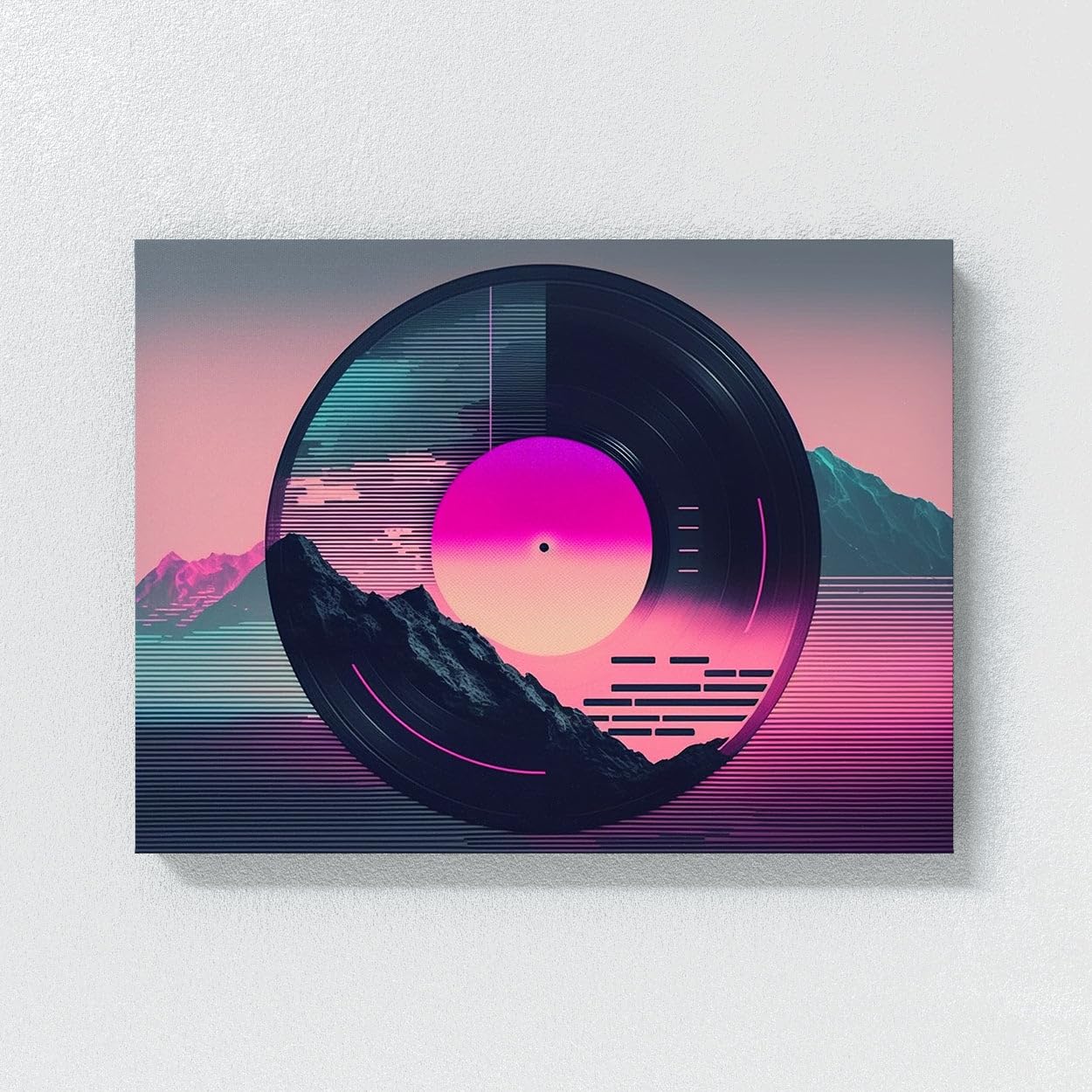Sense Canvas Vaporwave Vintage Vinyl 63 Leinwandkunst, Heimdekoration, Wandkunstdruck, Poster, Gemälde, mittelgroß, 24 x 18 / 3,8 cm