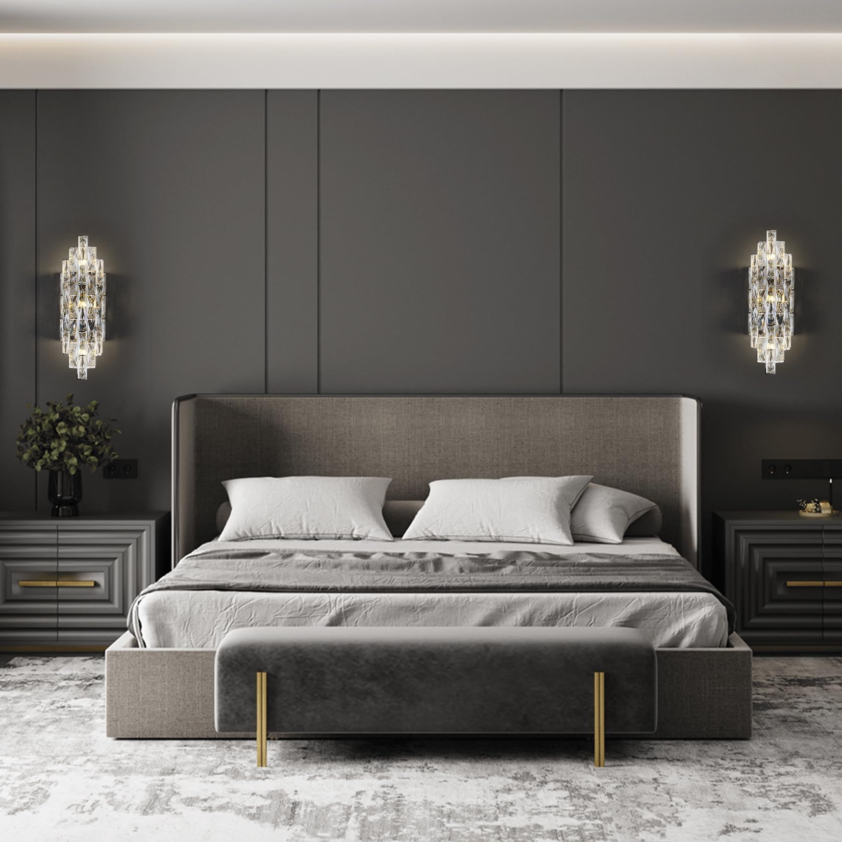 Kristall Wandleuchte Moderne Wandlampe Chrom Luxus K9 Kristall Innen Lampen für Wohnzimmer Schlafzimmer Esszimmer Badezimme Flur Treppenhaus