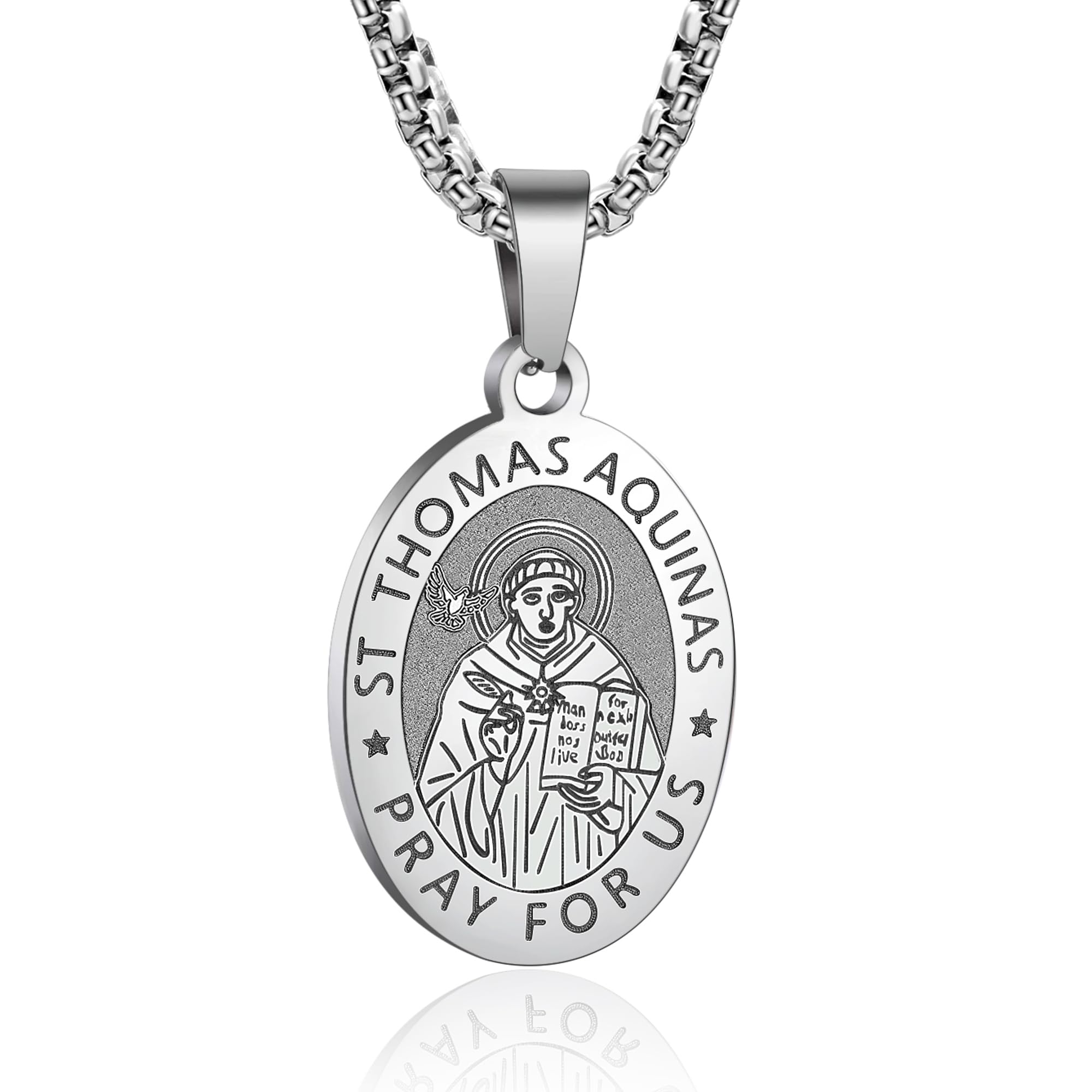 Patron of Saint Necklace, St. Michael/Virgin Mary/Raphael/Jude/Christopher/Benedict/Joseph/Patrick/Francis/Florian/Thomas/Anthony, Stainless Steel 24"