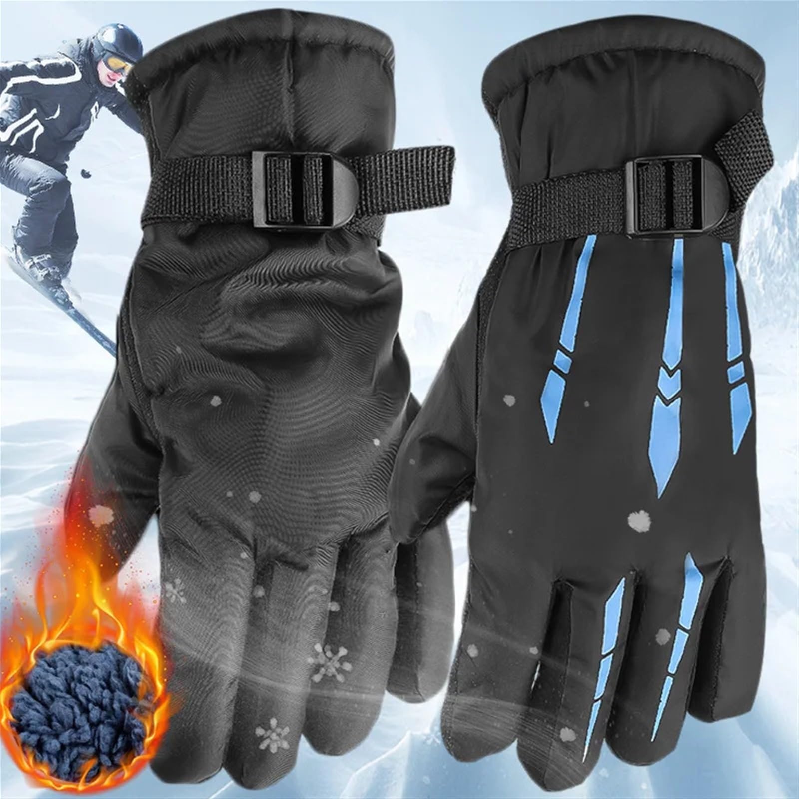 Guanto da Sci Guanti da Ciclismo Invernali da Uomo Outdoor Impermeabili Sci da Equitazione Moto Guanti addensati Caldi Guanti Antiscivolo Guanti Sportivi Termici Sottoguanti (Color : Pink)