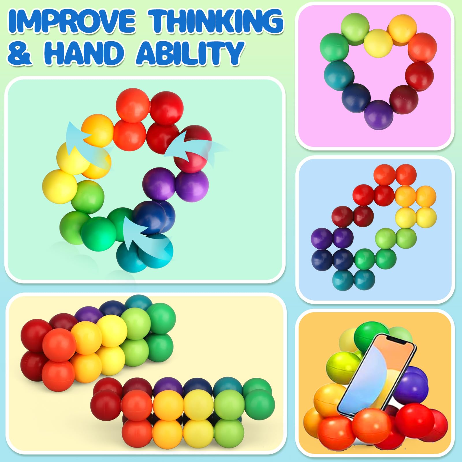 Magic Fidget Chain Balls Toys for Teens Kids,Fidget Rings Stress Toys, DIY Autism Desk Toys - Image 3