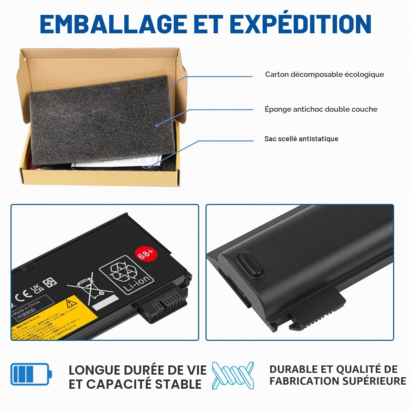 ASUNCELL 10.8V/4400mAh 68+ 45N1124 Batterie d'ordinateur Portable pour Lenovo ThinkPad T440 T440S X240 X240s S440 S540 X250 T450S L450 X260 K2450 T450 T460 L460 T550 W550S L470 P50S T460P Serie
