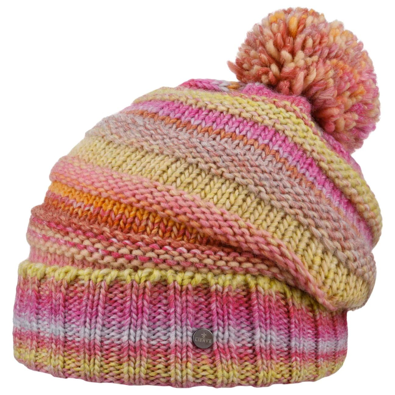 LIERYS Fauske - Gorro de punto con pompón, fabricado en Alemania, para hombre y mujer, otoño, invierno, color rosa, talla única