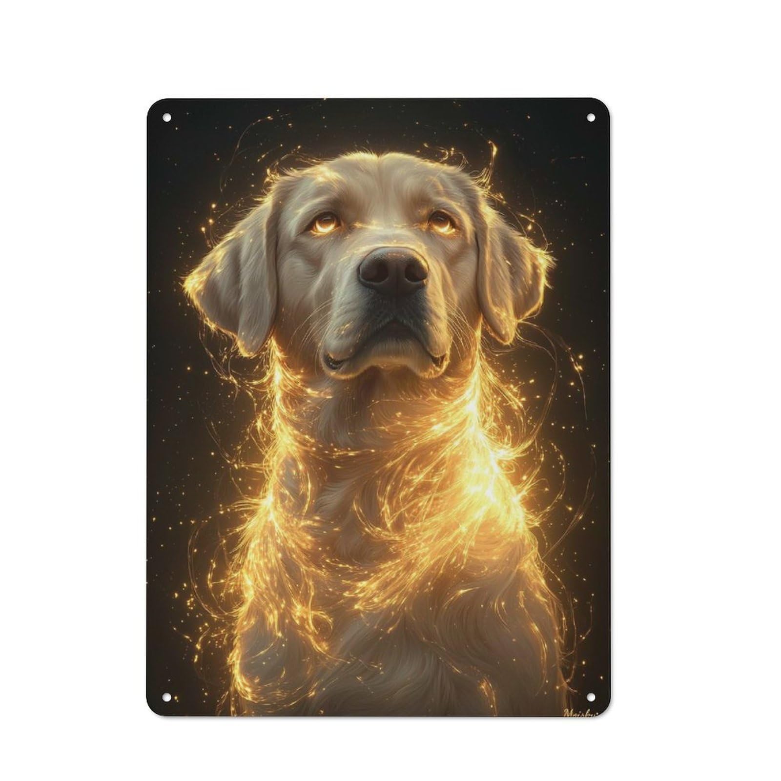 Junmoney Golden Glow Labrador Retriever - Mystical Dog For Garden Room Or Summerhouse, Art - Enchanted Canine Portrait Vintage Tin Sign 40X30cm, For Display In Garden Rooms And Summerhouses