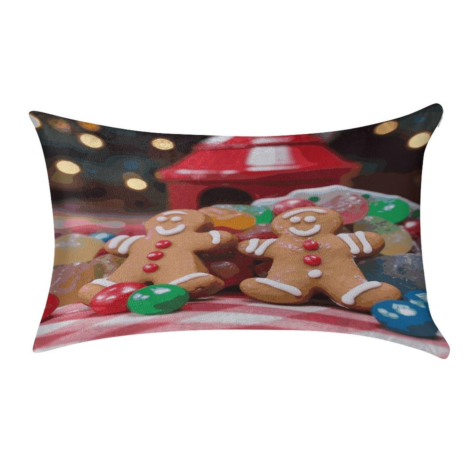 FekiLoot Gingerbread Man Candy Pillowcase Velvet Throw Pillow Cover Soft Lumbar Pillow Shells Rectangle Cushion Cases with Zipper Luxury Cozy Pillows Shams for All Seasons 12 X 20 in