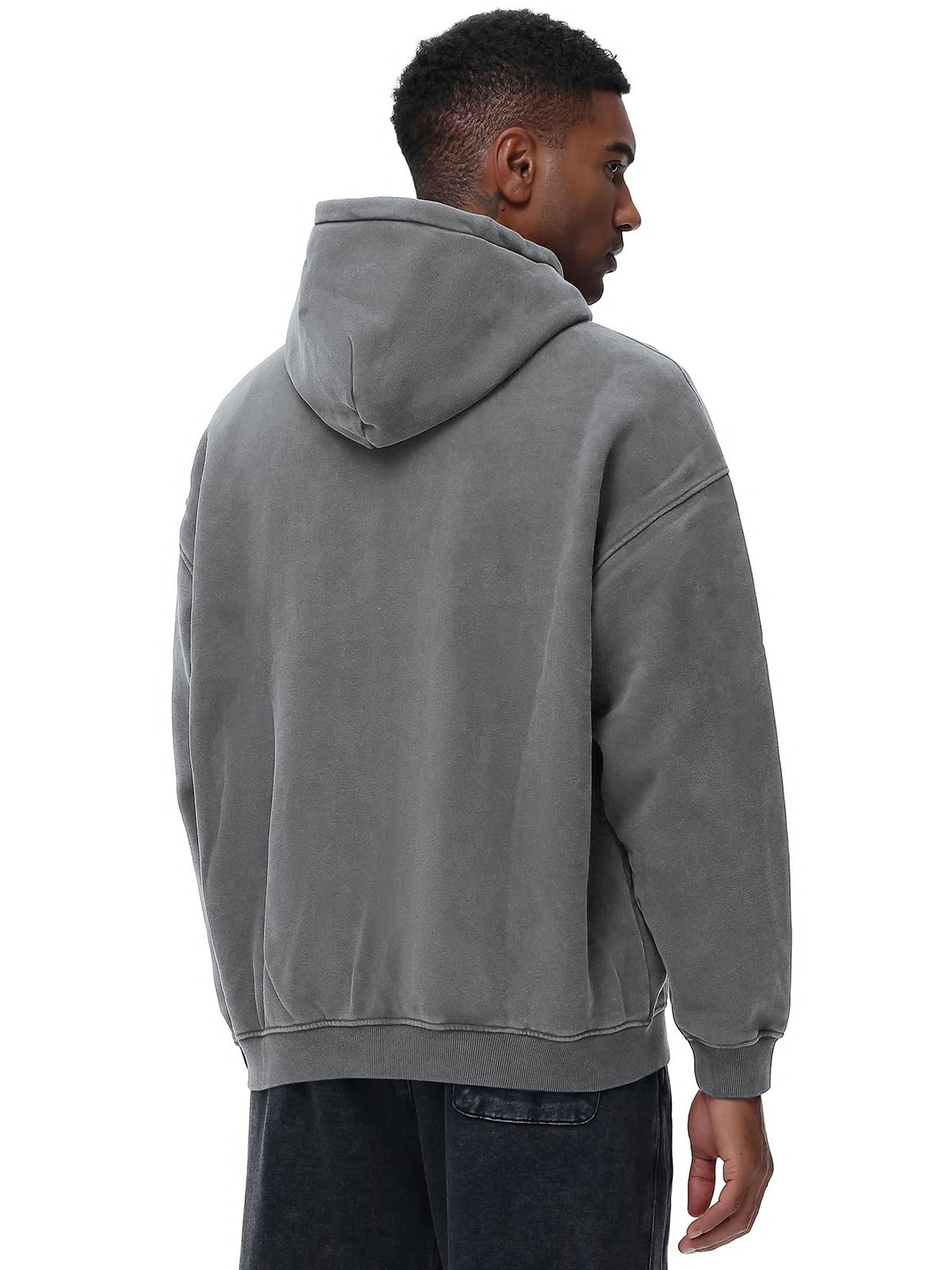 Sudadera con capucha para hombre de gran tamaño, estilo vintage, forro polar, lavado ácido, básico, cálido, con cremallera, ropa de calle