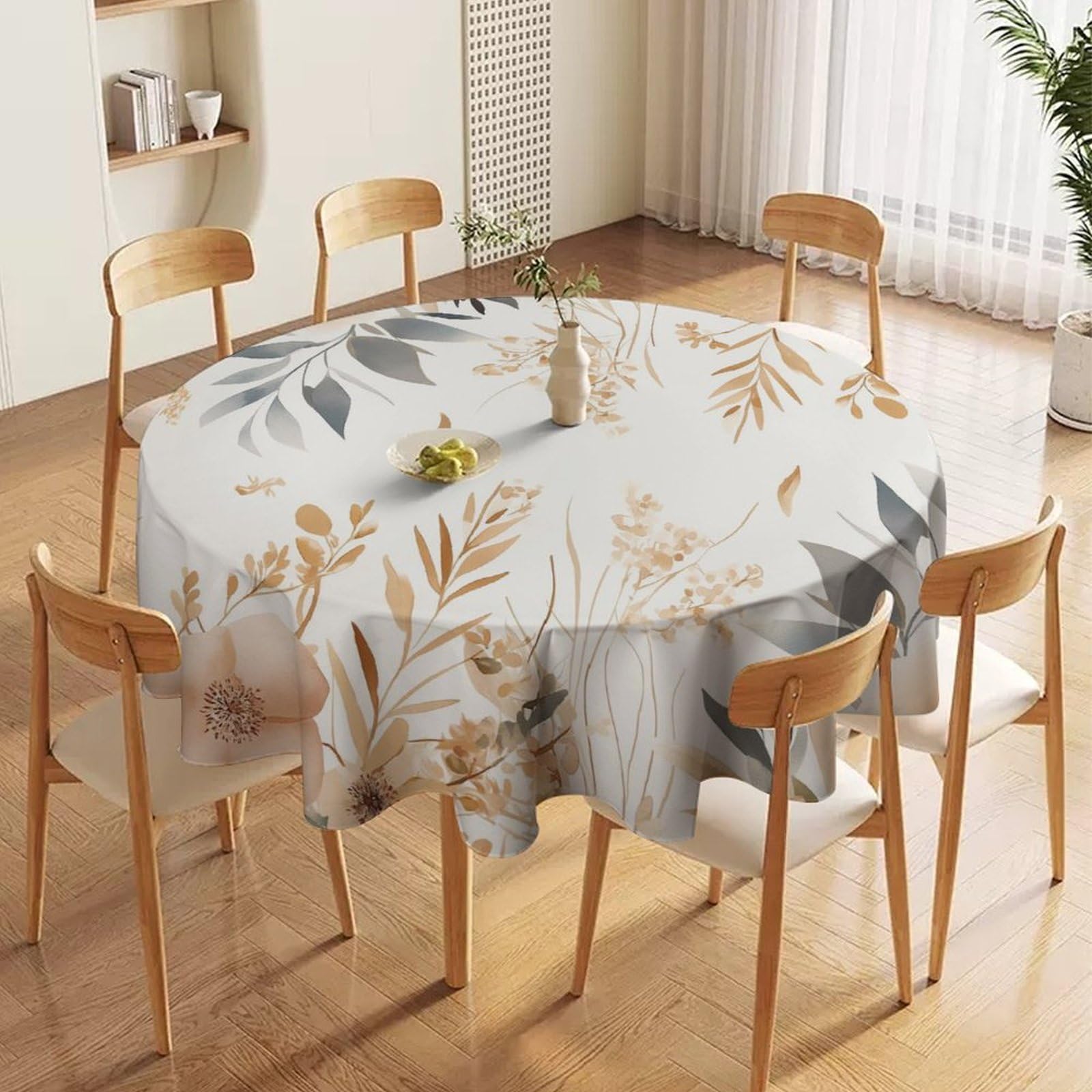 ORDOBO 3D Printed Tablecloth - Forest Waterfall Round Tablecloth Wipeable For Kitchen Dinner Picnic Party Home Fashion Print Table Cover Decoration 152X152Cm