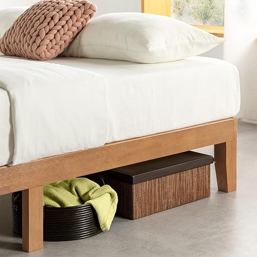 Miniatura 4 de Mellow Naturalista Classic - Cama de plataforma de madera maciza de 12 pulgadas con listones de madera, no necesita somier, fácil montaje