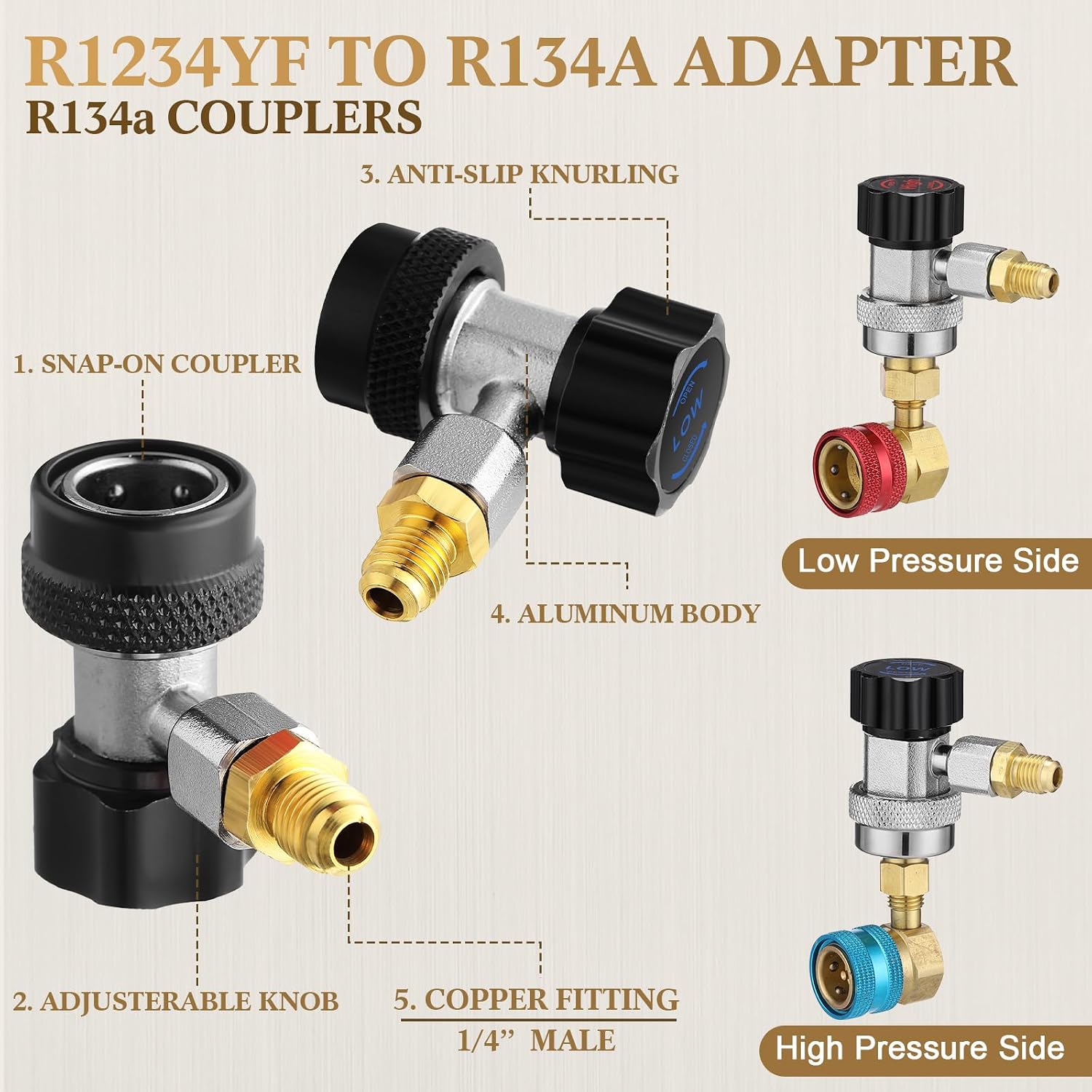 DaisyInner 28 Pcs R1234yf to R134a Adapter with Valve R134a Quick Coupler Adapter Can Tap Kit Automotive R134a Self Sealing Can Tap Puncture Can Tap 90 Degrees Core Removal Tool for Air Conditioning