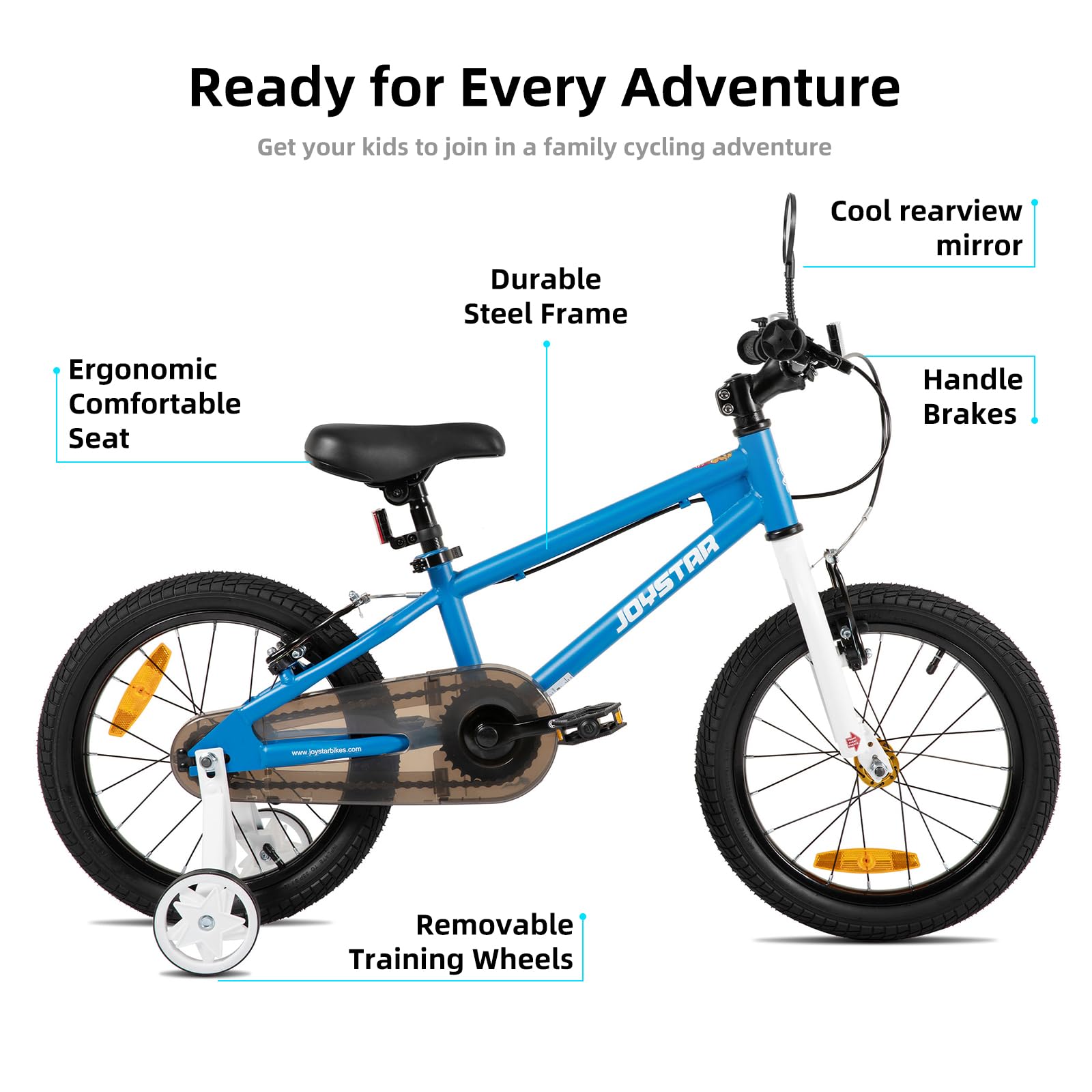 JOYSTAR Lomand 14/16/18/20 Zoll Kinderfahrrad mit Stützrädern, 14/16/18/20 Zoll Jungenfahrrad mit Zwei V-Bremsen für Kinder von 3 bis 11 Jahren