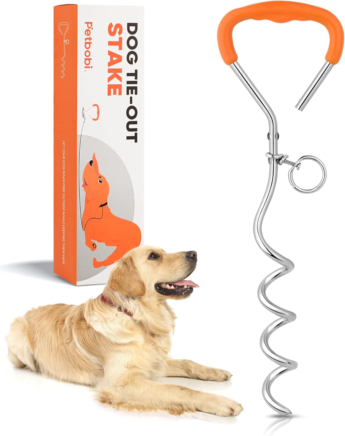 Petbobi Dog Tie Out Stake 16″ Heavy Duty Dog Anchor for