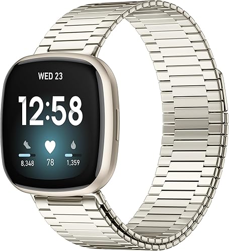 Maledan Compatible con Fitbit SenseSense 2Versa 3Fitbit Versa 4 bandas para mujeres y hombres, correa magnética de malla de acero inoxidable de