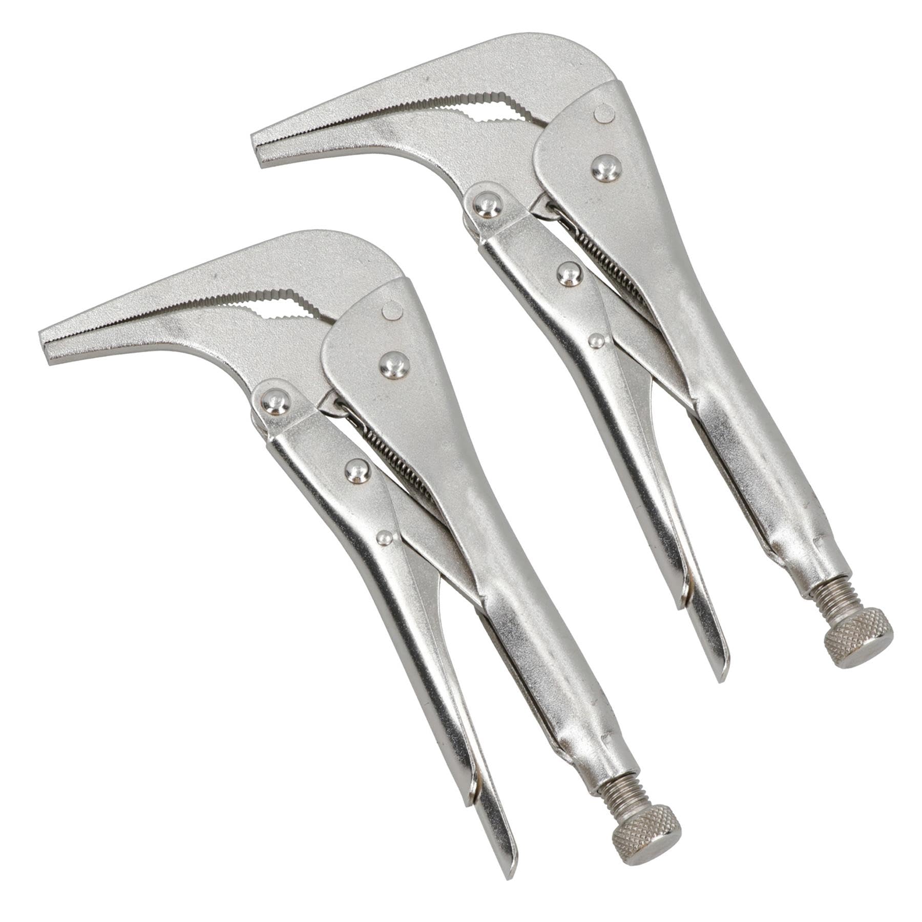 Long Nose Locking Pliers Mole Grips with 90 Degree Angled Head 10 inch 2pc