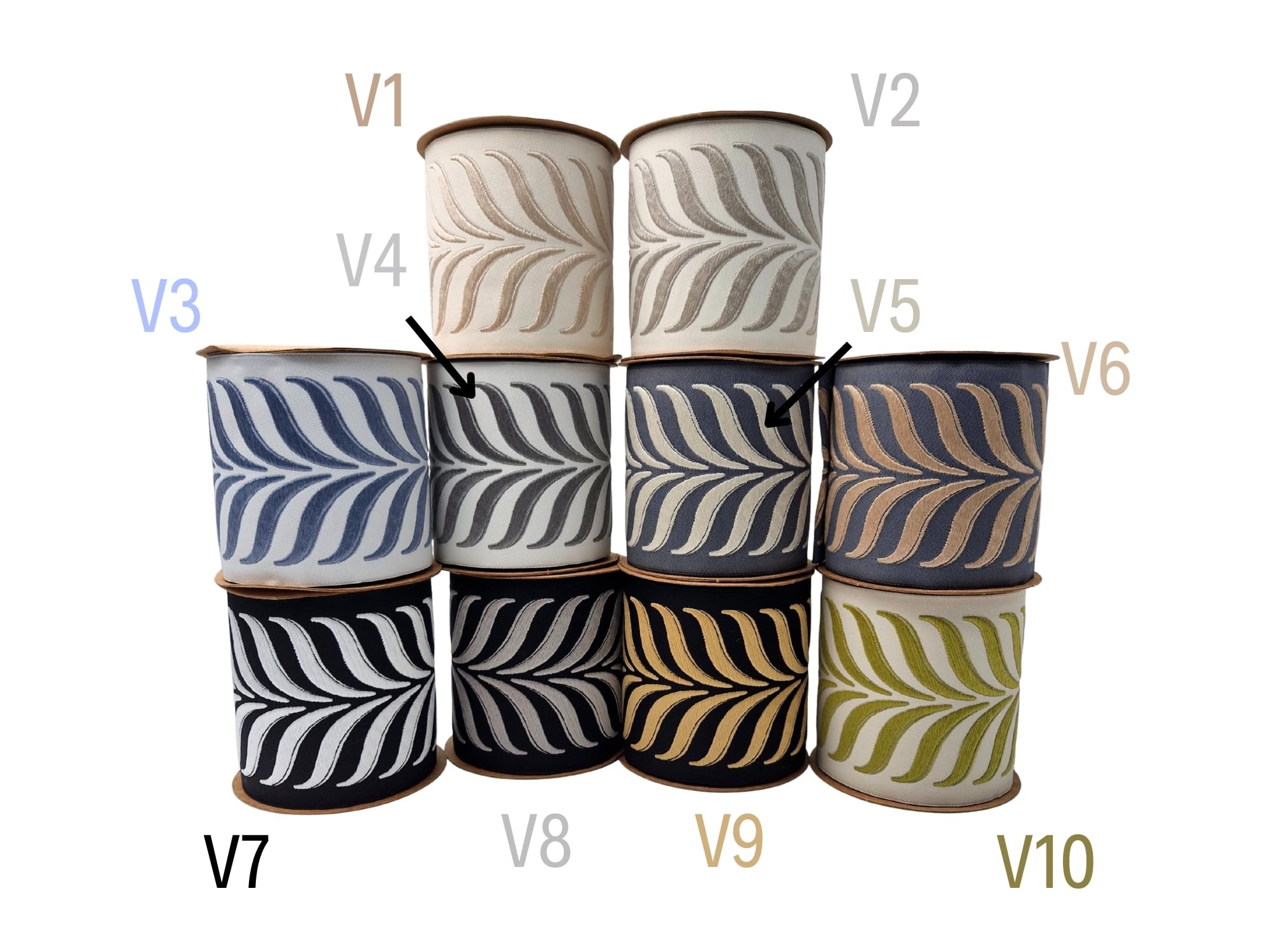 Besticktes Gardinenband, 100 mm – Bordüre für Vorhang, Motiv Botanische Blätter, für Vorhänge, Tapisserie & Nähen, 220-V1