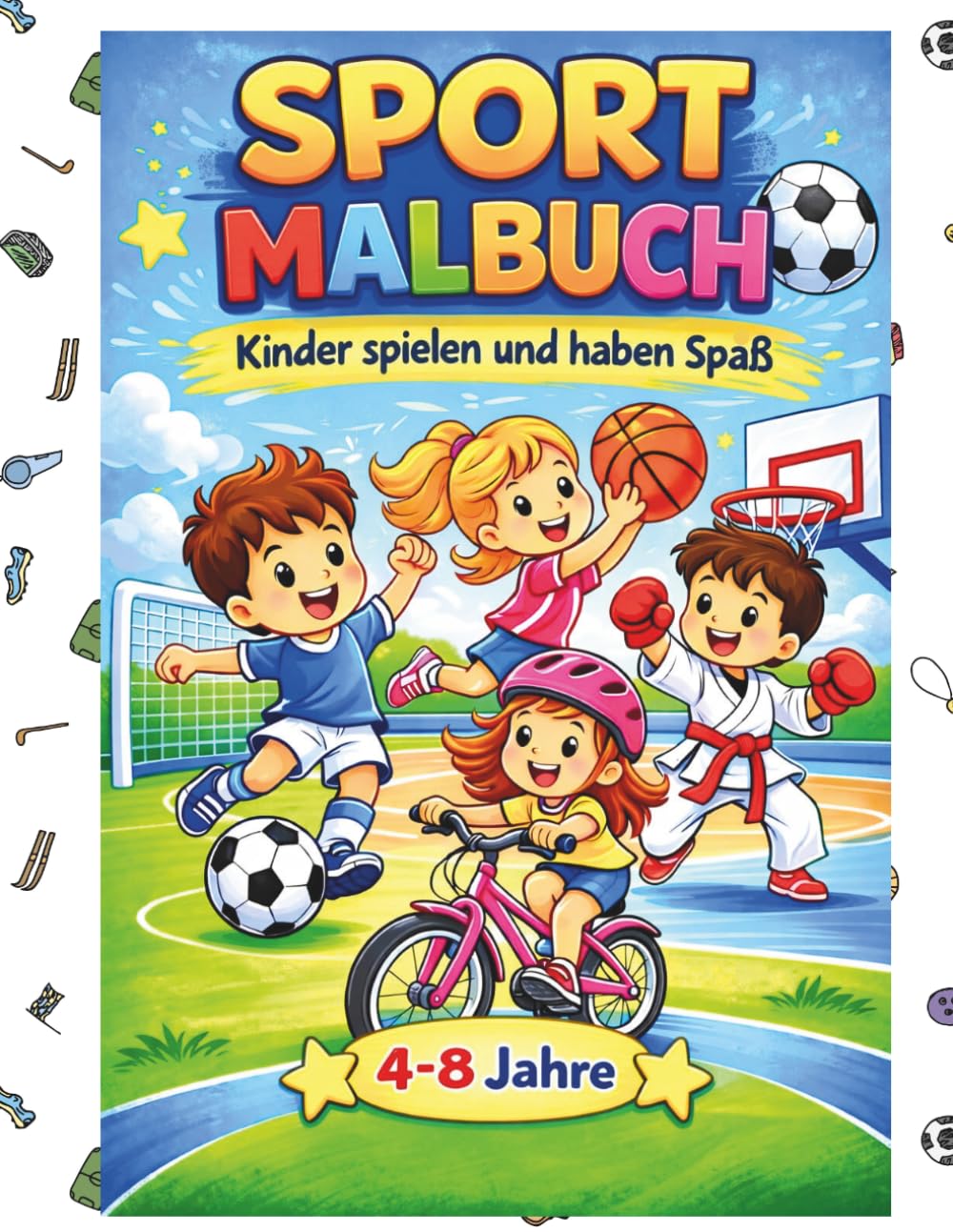 Sport Malbuch: Kinder spielen und haben Spaß