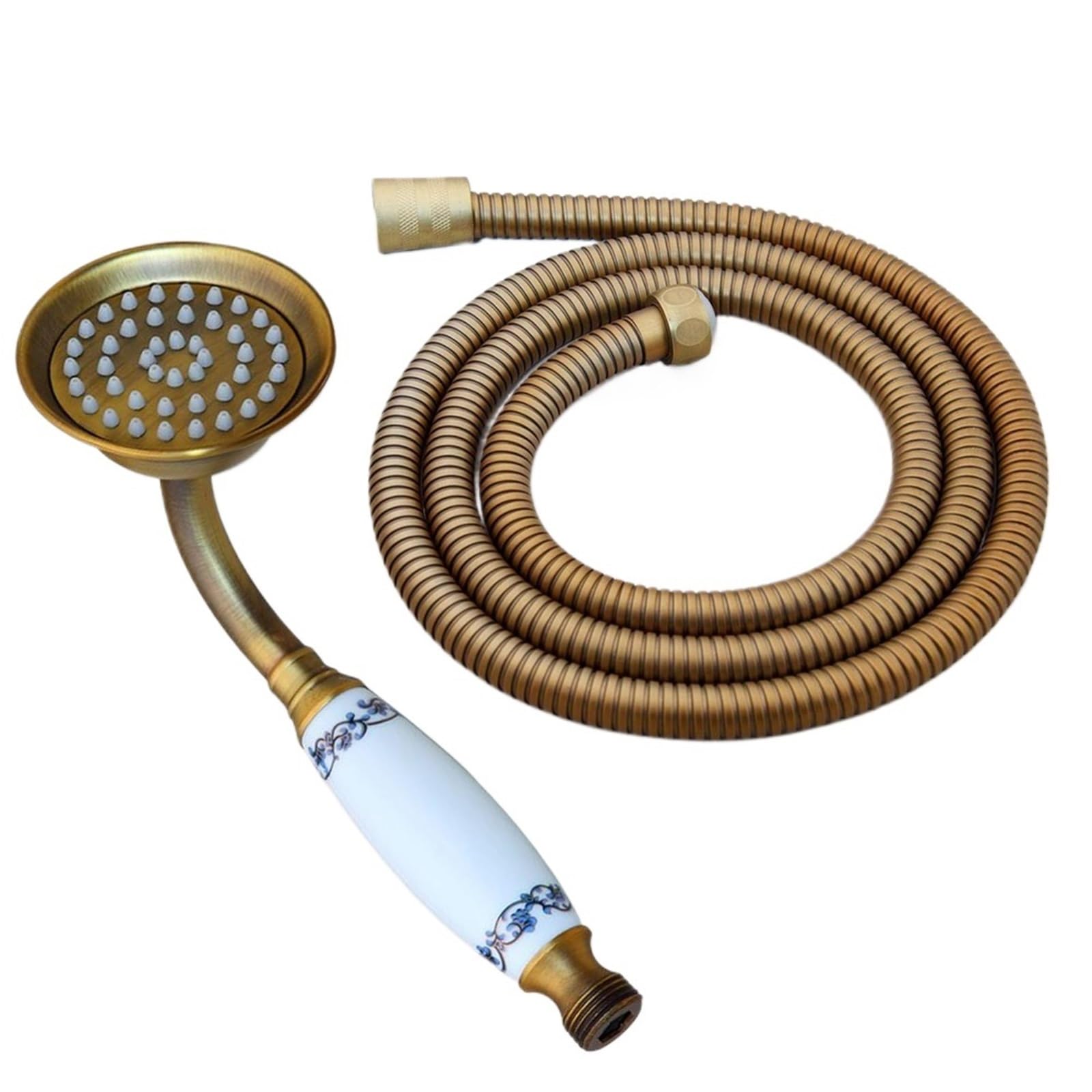 Quxetlryz Hand Shower Head Set Shower Head Antique Brass Telephone Style Bathroom Water Saving Hand Held Spray &1.5M Hose(Hand Shower Head Set)