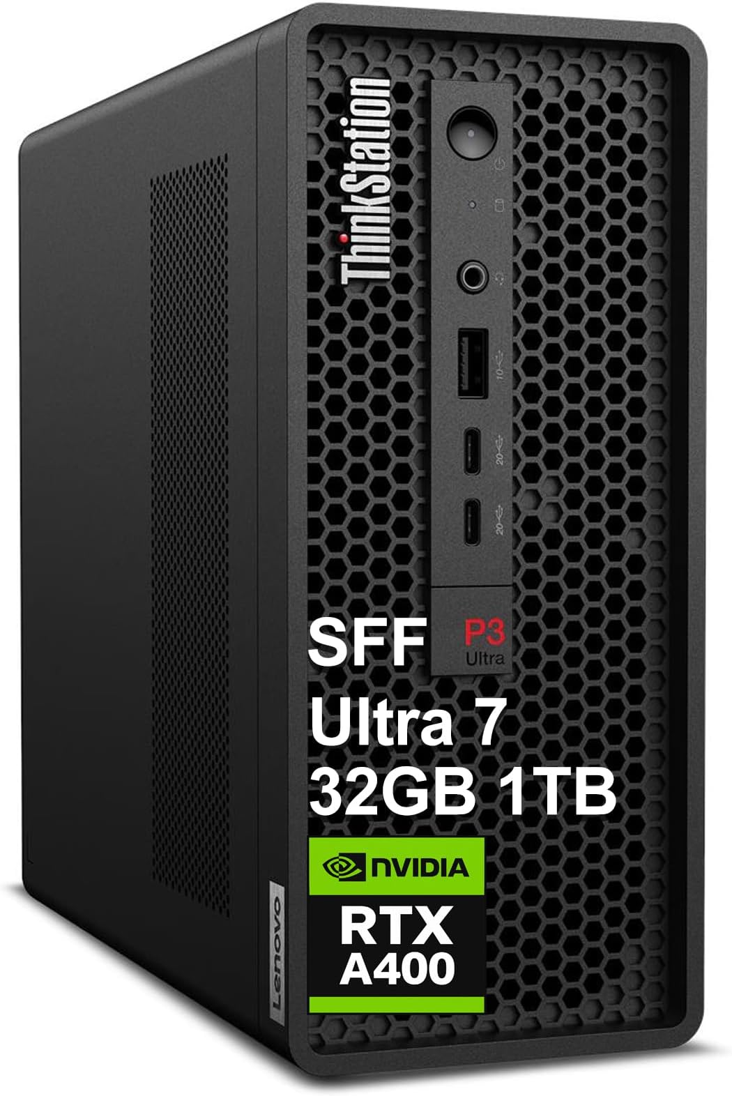 Lenovo ThinkStation P3 Ultra SFF Gen 2 Mini Workstation Tower Desktop (Intel Core Ultra 7 265, 32GB DDR5, 1TB SSD, NVIDIA RTX A400) 8K Display, Engineer, Business PC, 3-Yr Warranty, Win 11 Pro