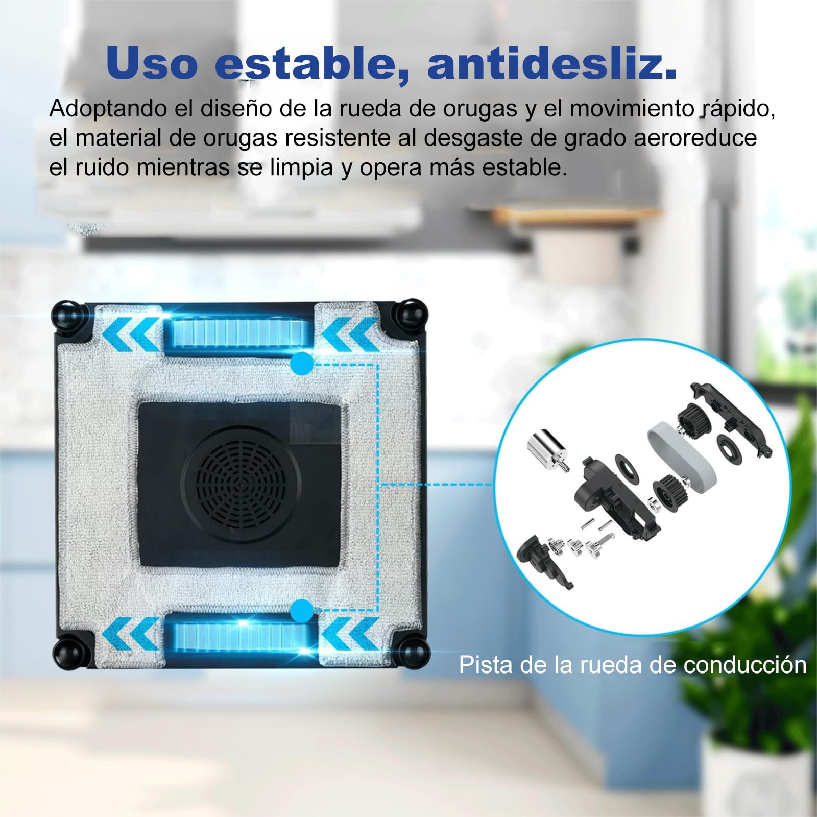 Robot Limpiacristales Automático Cuadrado 5600Pa 6 Spray, Limpia Cristales Eléctrico Ventanas Esquinas, Mando y App, Limpia Vidrios Azulejos Mamparas (M83)