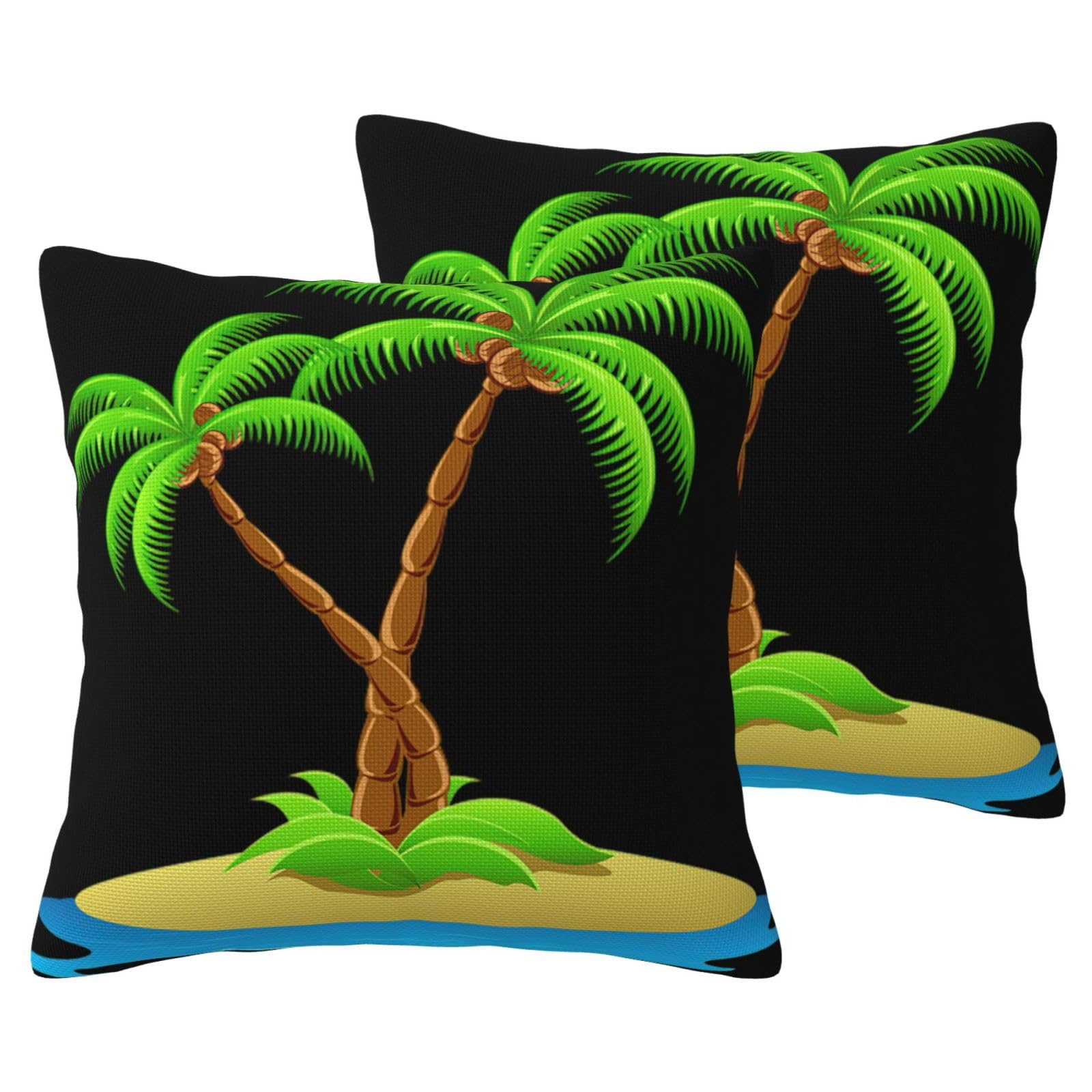 Housse de coussin palmier 3D lot de 2 grand format automne salon