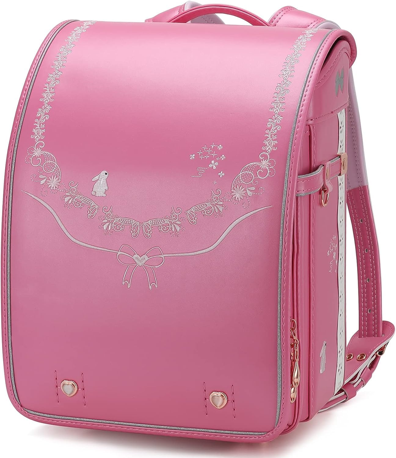 Baobabs wish Ransel Randoseru Backpack Semi-automatic satchel Japanese Elementary school bag for girls boys PU bab-rdjn01 Pearl Rose