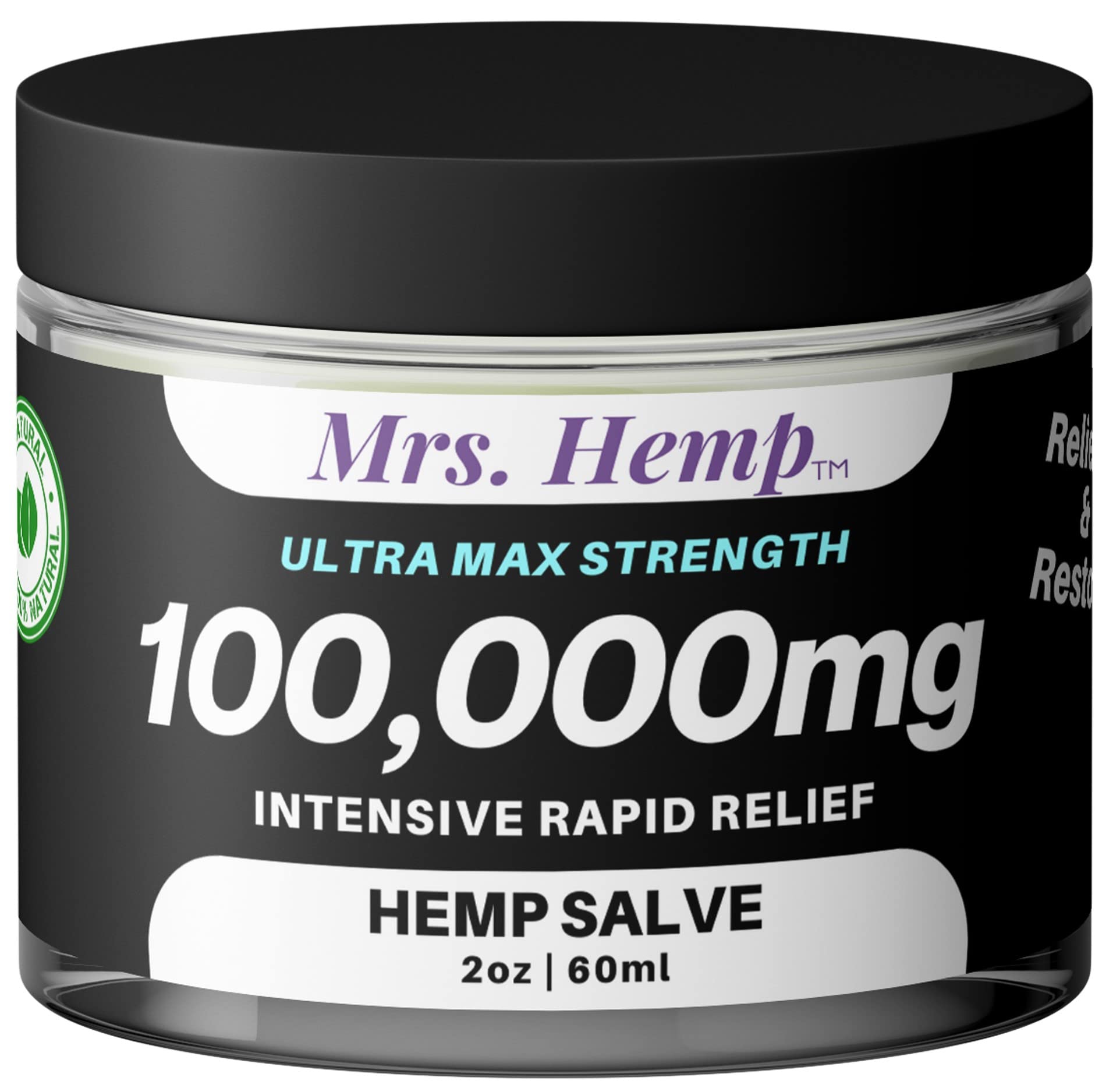 100,000 MG Hemp Extra Strength Healing Salve | Ideal for HIPS, Joints, Neck, Back, Elbows, Fingers, Hands, and Knees. 100% Natural - Proudly Made in USA…