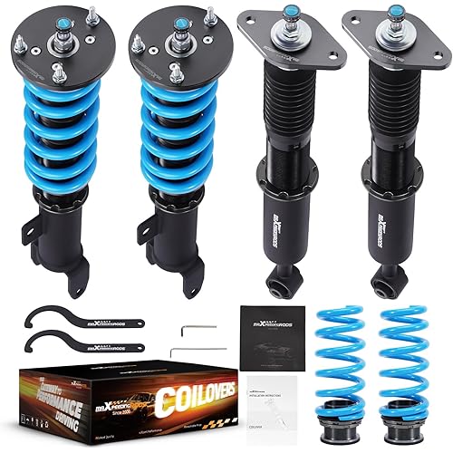 maXpeedingrods Coilovers for Dodge Charger RWD 2011-2022, for Chrysler 300 RWD 2011-2022, 24 Levels Damper Adjustable Coilovers Suspension Kit, Height Adjustable T6 Upgraded Lowering Kits Blue