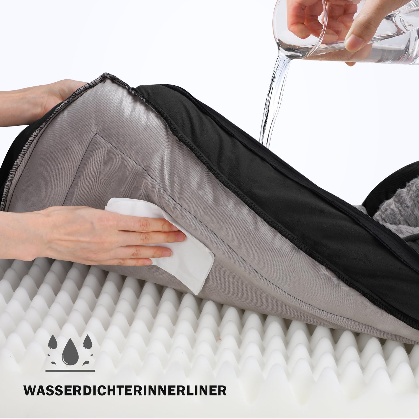 JOEJOY Cuccia ortopedica per cani di taglia media, in memory foam, rimovibile, lavabile, ortopedica, 89 x 64 x 17 cm, a forma di uovo, antiscivolo, colore nero