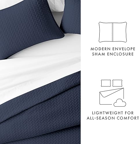 Miniatura 5 de Linen Market Juego de ropa de cama de 2 piezas, color azul marino, tamaño individual, una colcha ligera y edredones lavables a máquina, incluye