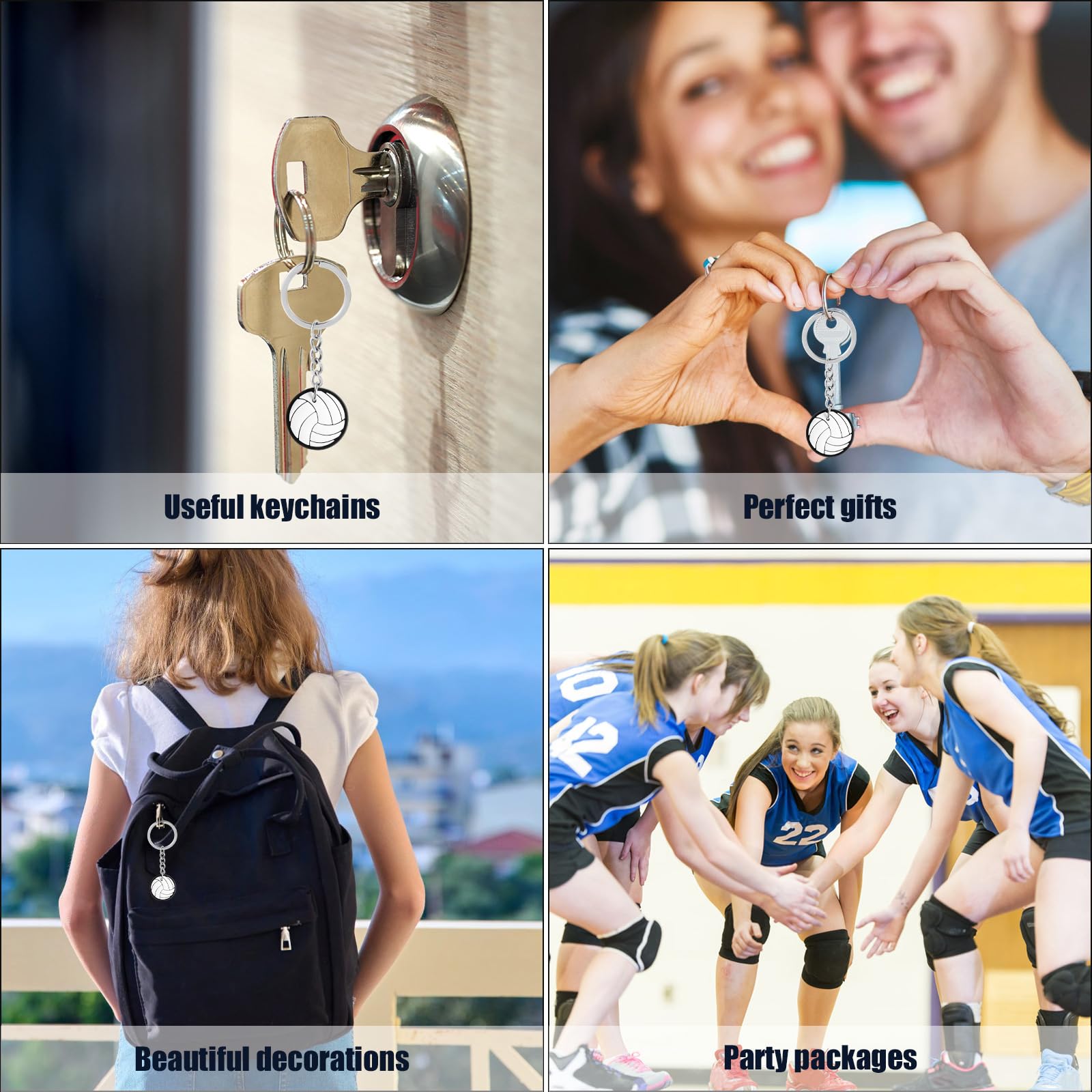 Gosknor 20 Llaveros de Voleibol, Llaveros Deportivos Regalos del Equipo de Voleibol para Fiestas Deportivas Regalos de Cumpleaños Mochilas Adornos para Llaves