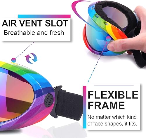 Miniatura 9 de Lentes protectores para esquiar 2 unidades, anteojos protectores para snowboard para niños, niñas, jóvenes, hombres